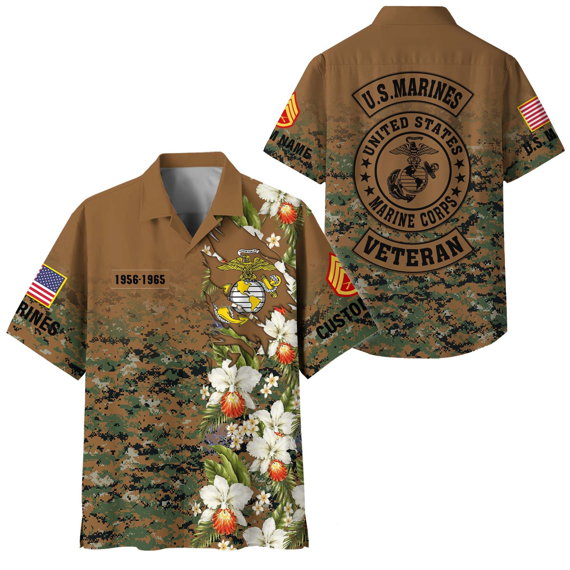 Premium Custom USMC Hawaiian Shirt VPVC408373, Gifts For Marine Veteran, Gifts For Veterans Day