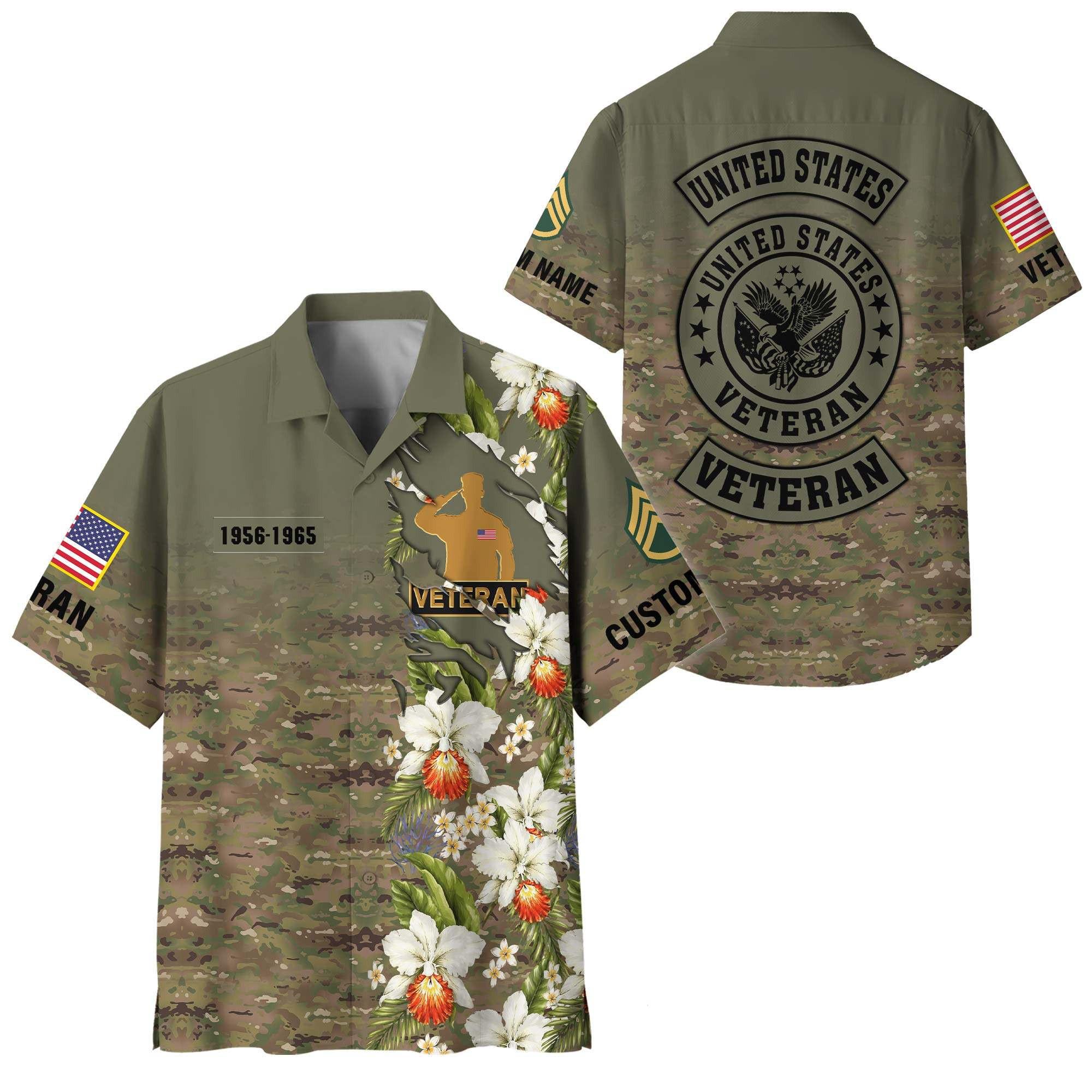 Premium Custom US Veteran Hawaiian Shirt VPVC408377, Gifts For US Veteran, Gifts For Veterans Day