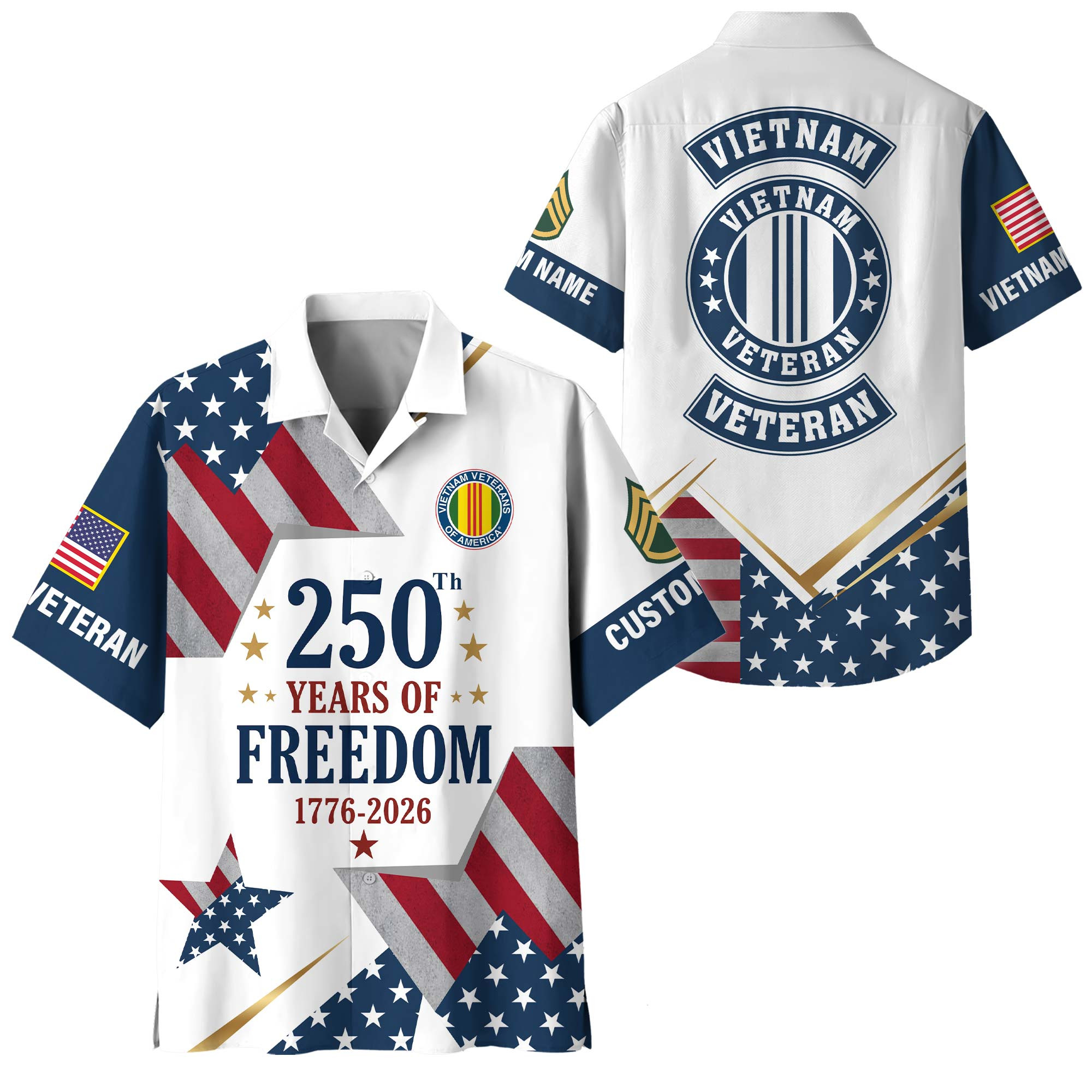 Premium America 250th Anniversary Custom Vietnam Veteran Hawaiian Shirt VPVC408386, Gifts For Vietnam Veteran, Gifts For Veterans Day, Independence Day