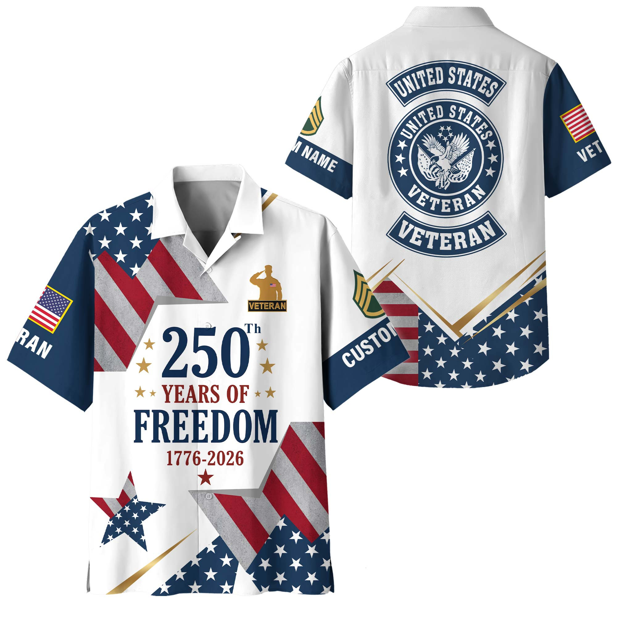 Premium America 250th Anniversary Custom US Veteran Hawaiian Shirt VPVC408387, Gifts For US Veteran, Gifts For Veterans Day, Independence Day