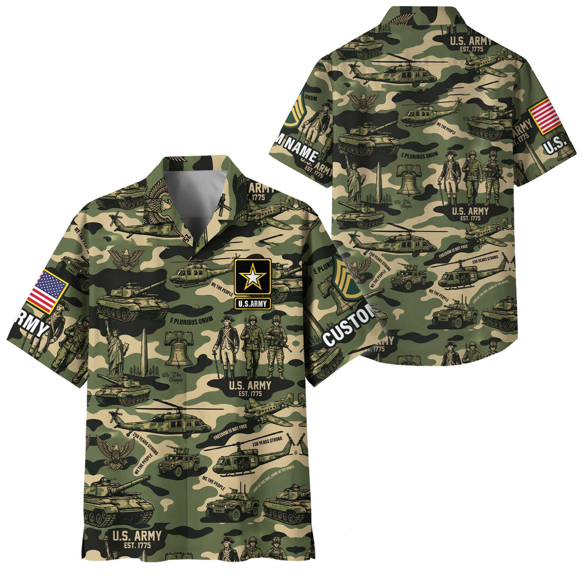 Premium Custom US Army Hawaiian Shirt VPVC408401, Gifts For Army Veteran, Gifts For Veterans Day