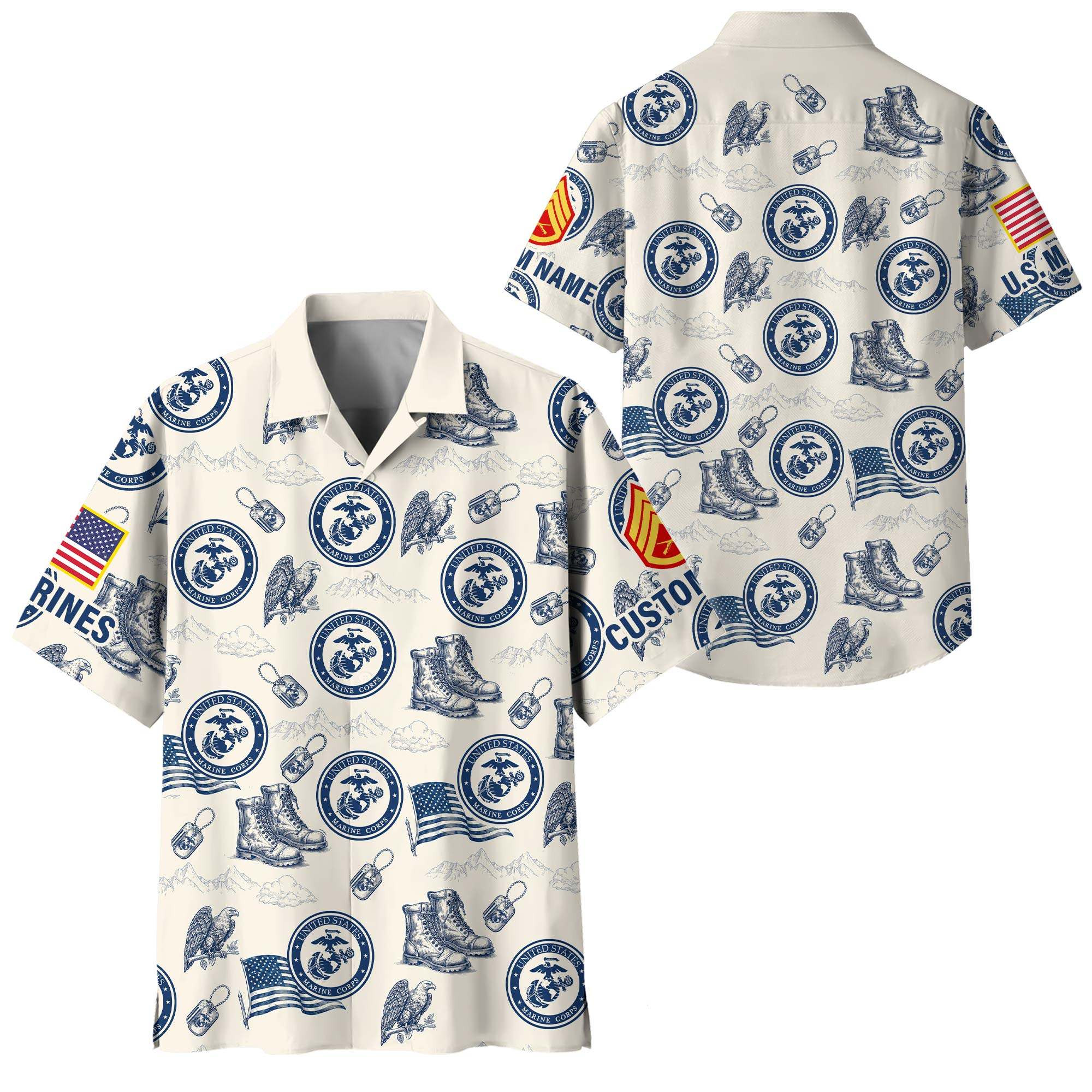 Premium Custom USMC Hawaiian Shirt VPVC408413, Gifts For Marine Veteran, Gifts For Veterans Day