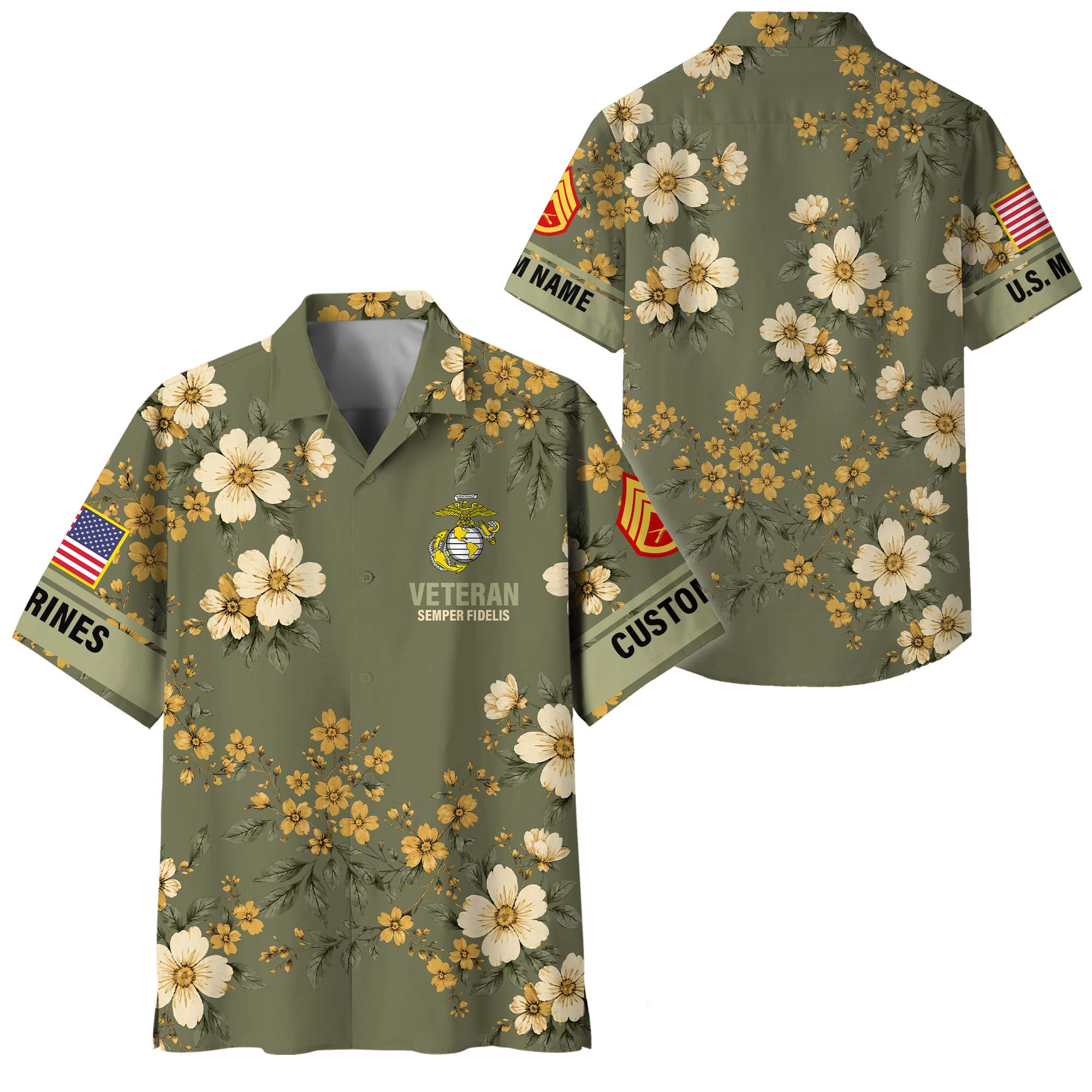 Premium Custom USMC Hawaiian Shirt VPVC400035, Gifts For Marine Veteran, Gifts For Veterans Day