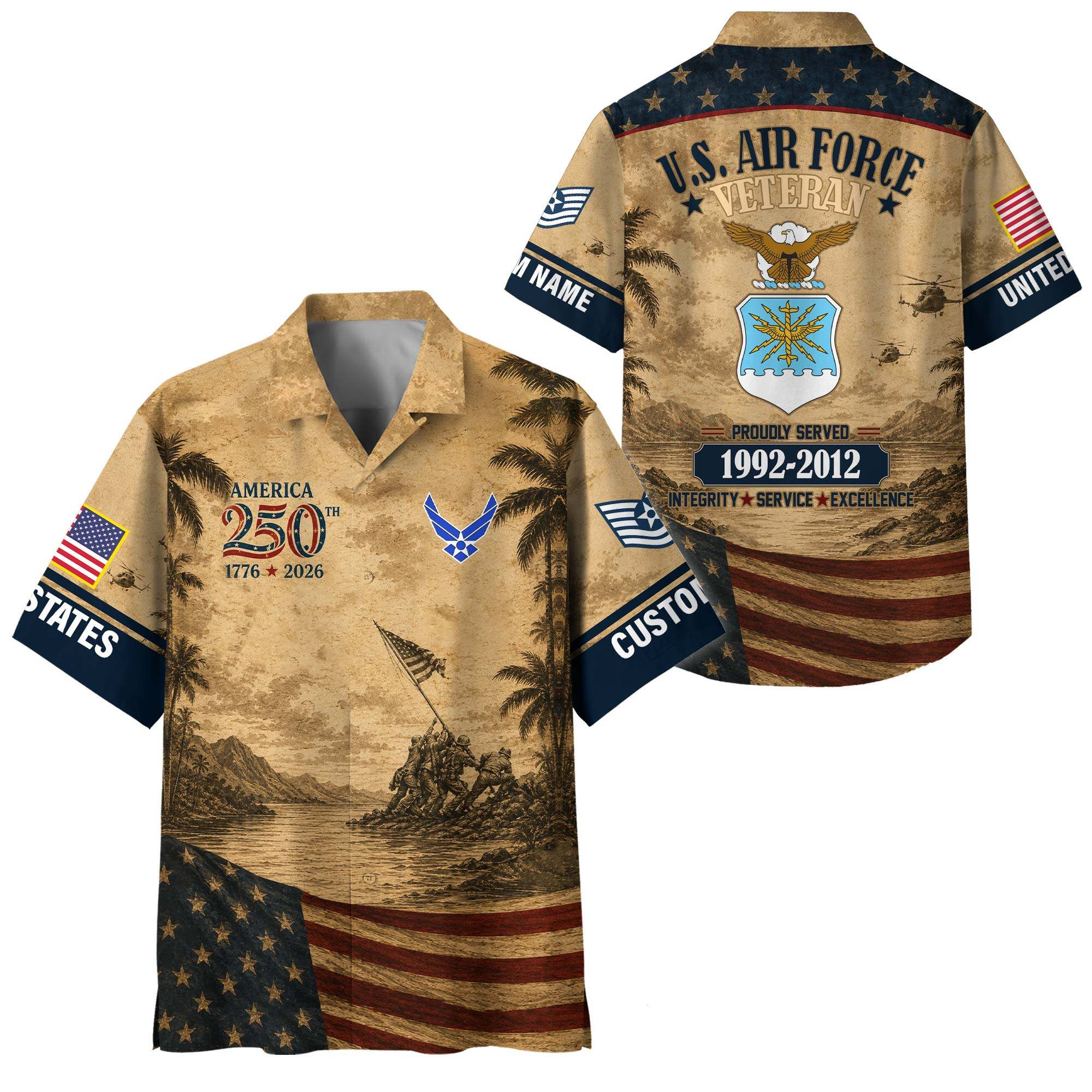 Premium America 250th Anniversary Custom USAF Hawaiian Shirt VPVC408444, Gifts For Air Force Veteran, Gifts For Veterans Day, Independence Day