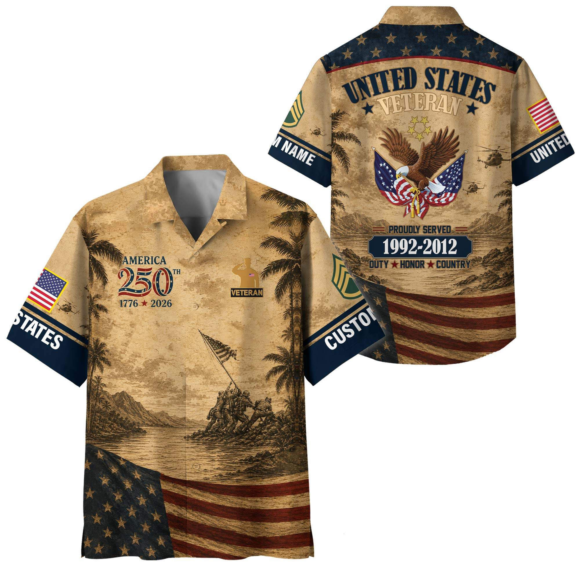 Premium America 250th Anniversary Custom US Veteran Hawaiian Shirt VPVC408447, Gifts For US Veteran, Gifts For Veterans Day, Independence Day