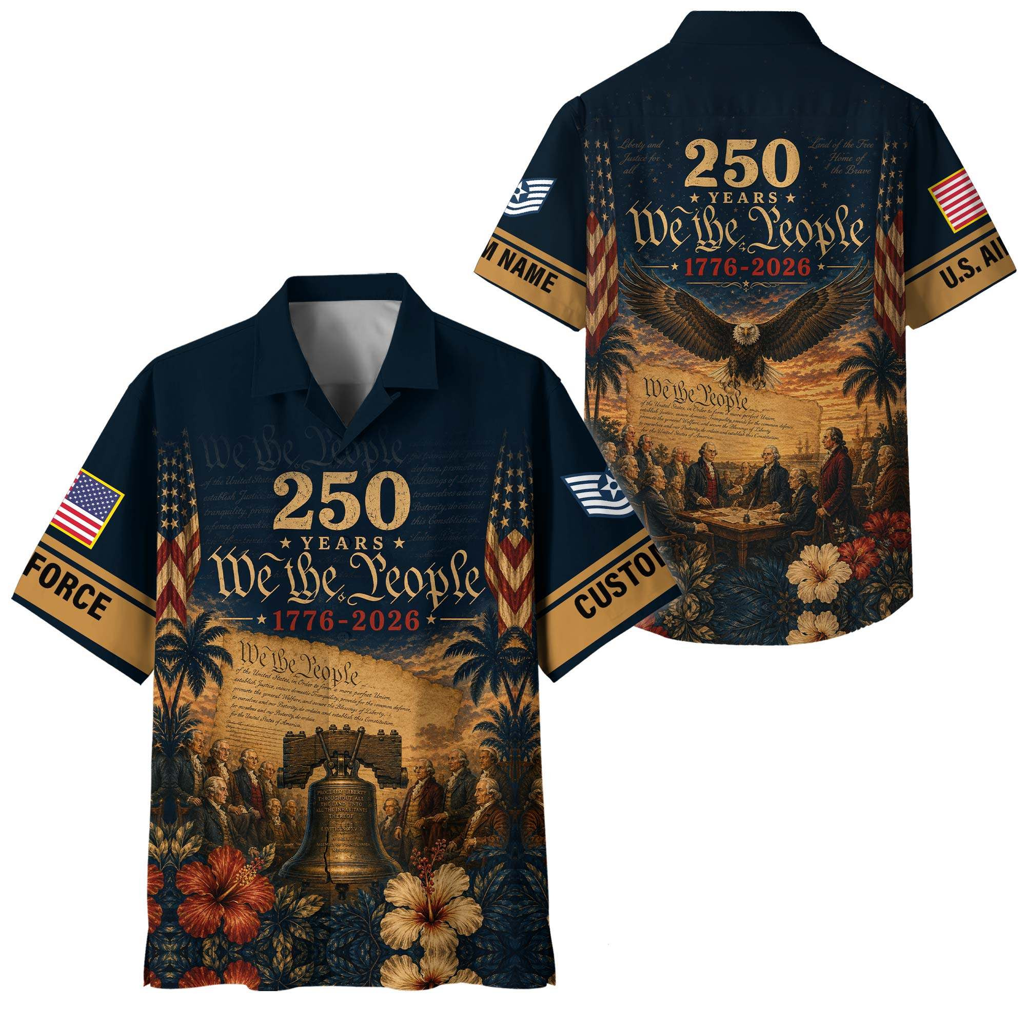 Premium America 250th Anniversary Custom USAF Hawaiian Shirt VPVC408454, Gifts For Air Force Veteran, Gifts For Veterans Day, Independence Day