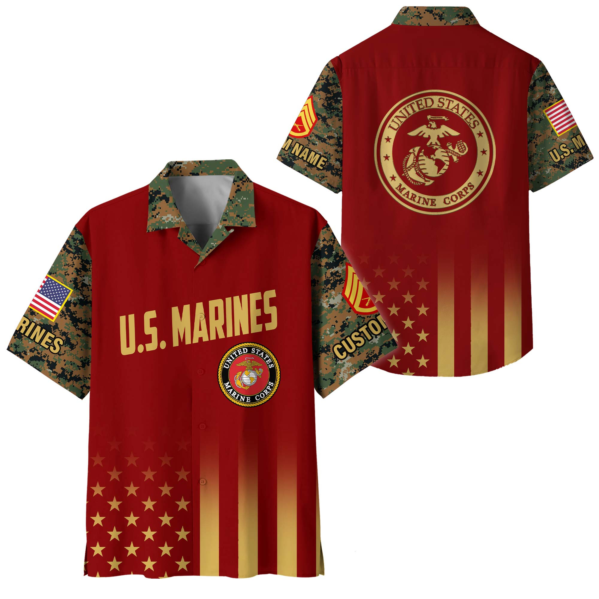 Premium Custom USMC Hawaiian Shirt VPVC408463, Gifts For Marine Veteran, Gifts For Veterans Day