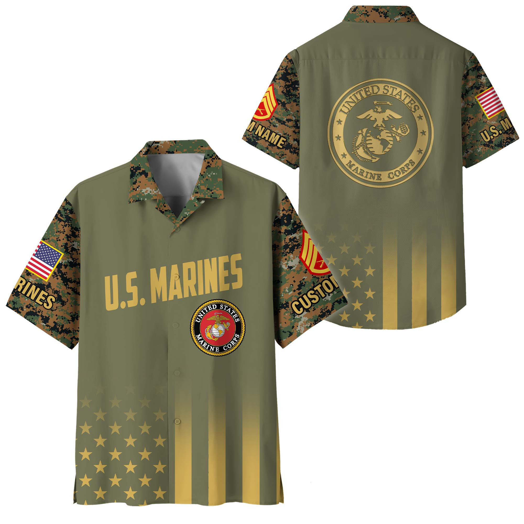 Premium Custom USMC Hawaiian Shirt VPVC400038, Gifts For Marine Veteran, Gifts For Veterans Day