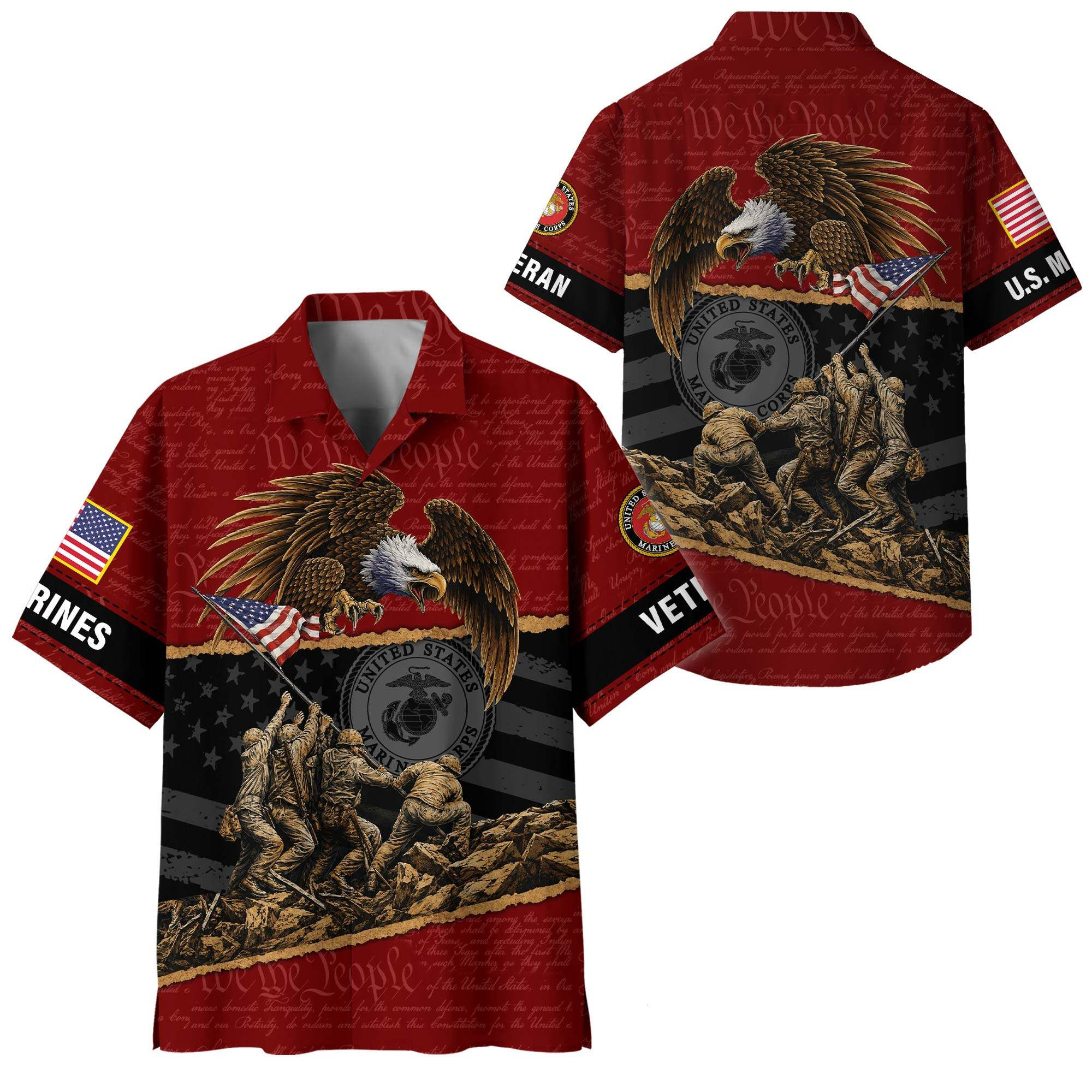 Premium Custom USMC Hawaiian Shirt VPVC408473, Gifts For Marine Veteran, Gifts For Veterans Day