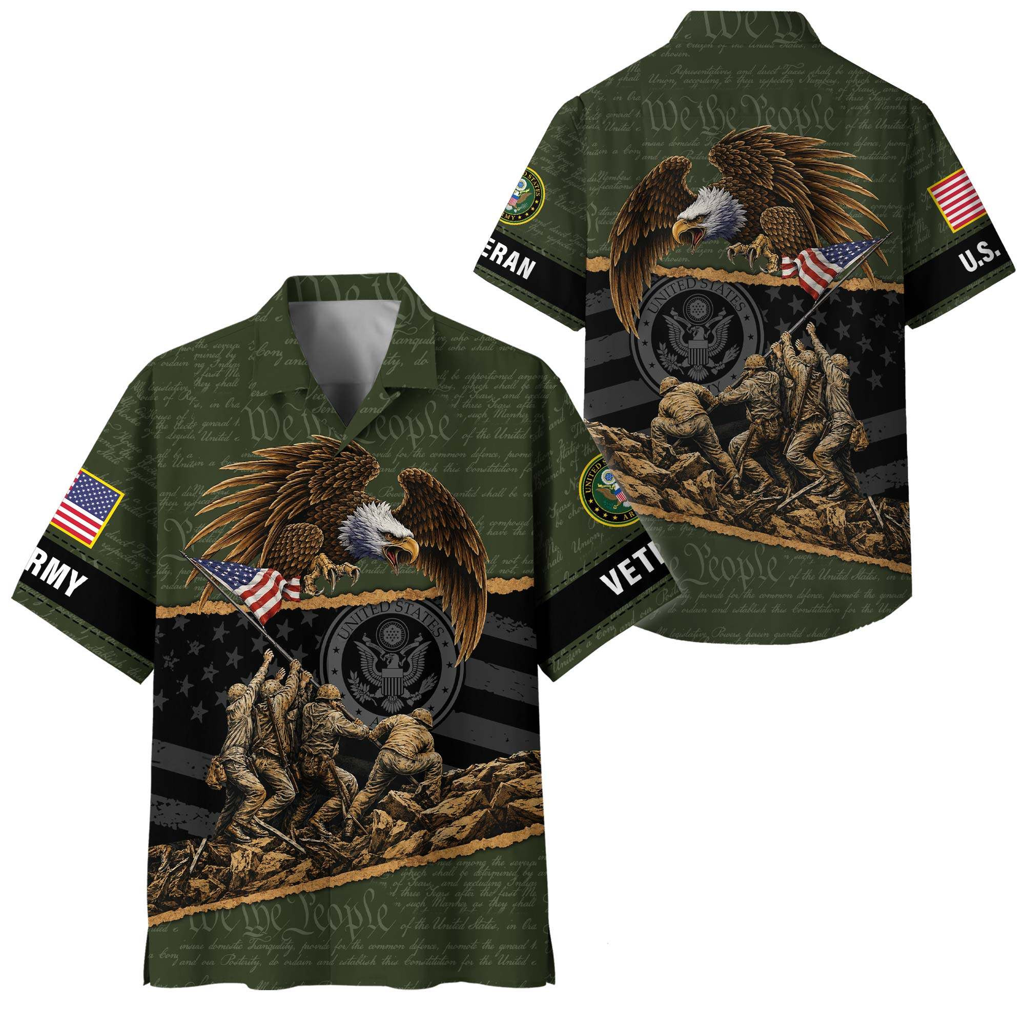 Premium Custom US Army Hawaiian Shirt VPVC400040, Gifts For Army Veteran, Gifts For Veterans Day