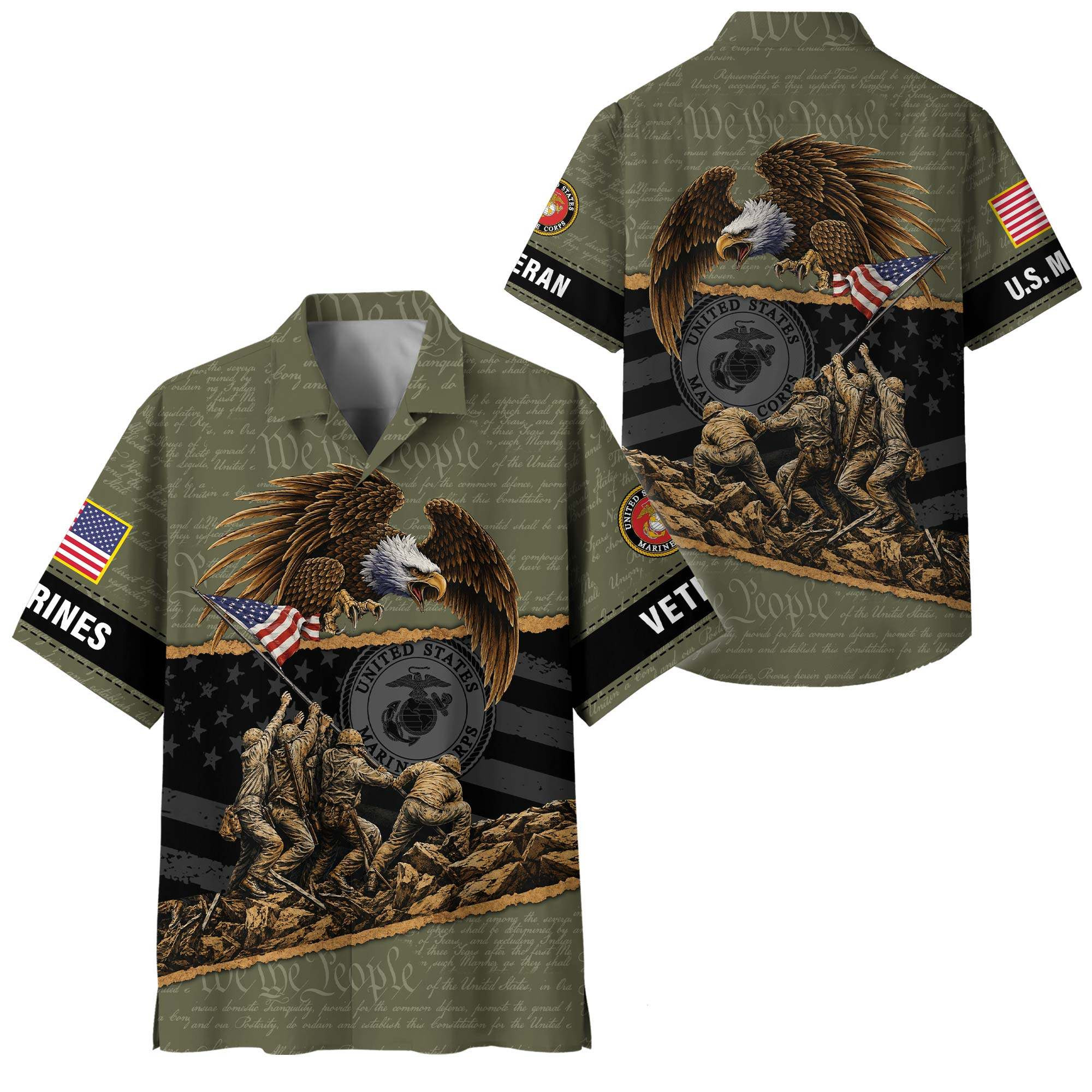 Premium Custom USMC Hawaiian Shirt VPVC400041, Gifts For Marine Veteran, Gifts For Veterans Day