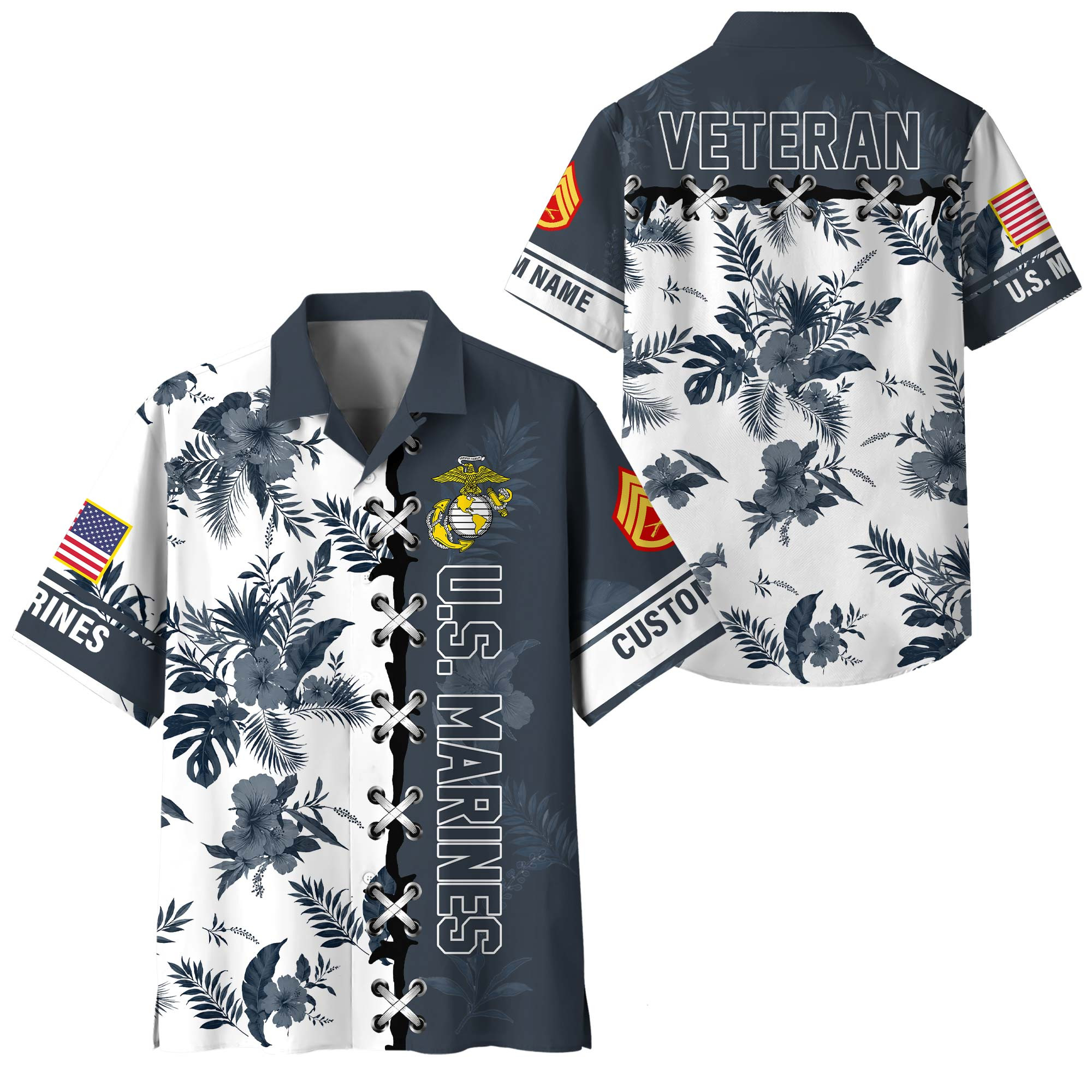 Premium Custom USMC Hawaiian Shirt VPVC408483, Gifts For Marine Veteran, Gifts For Veterans Day