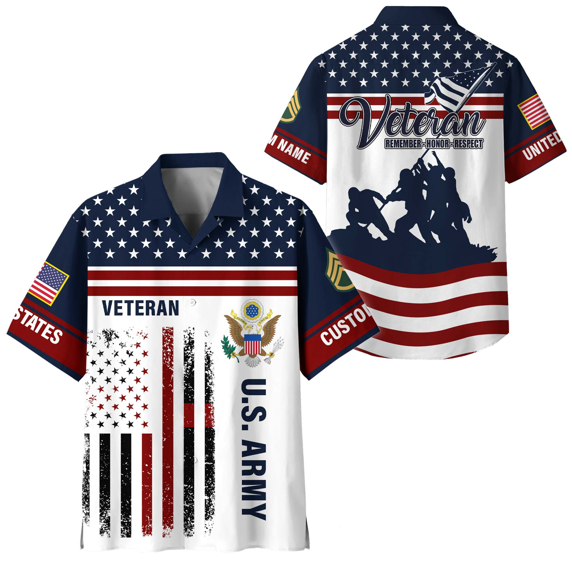 Premium Custom US Army Hawaiian Shirt VPVC408491, Gifts For Army Veteran, Gifts For Veterans Day