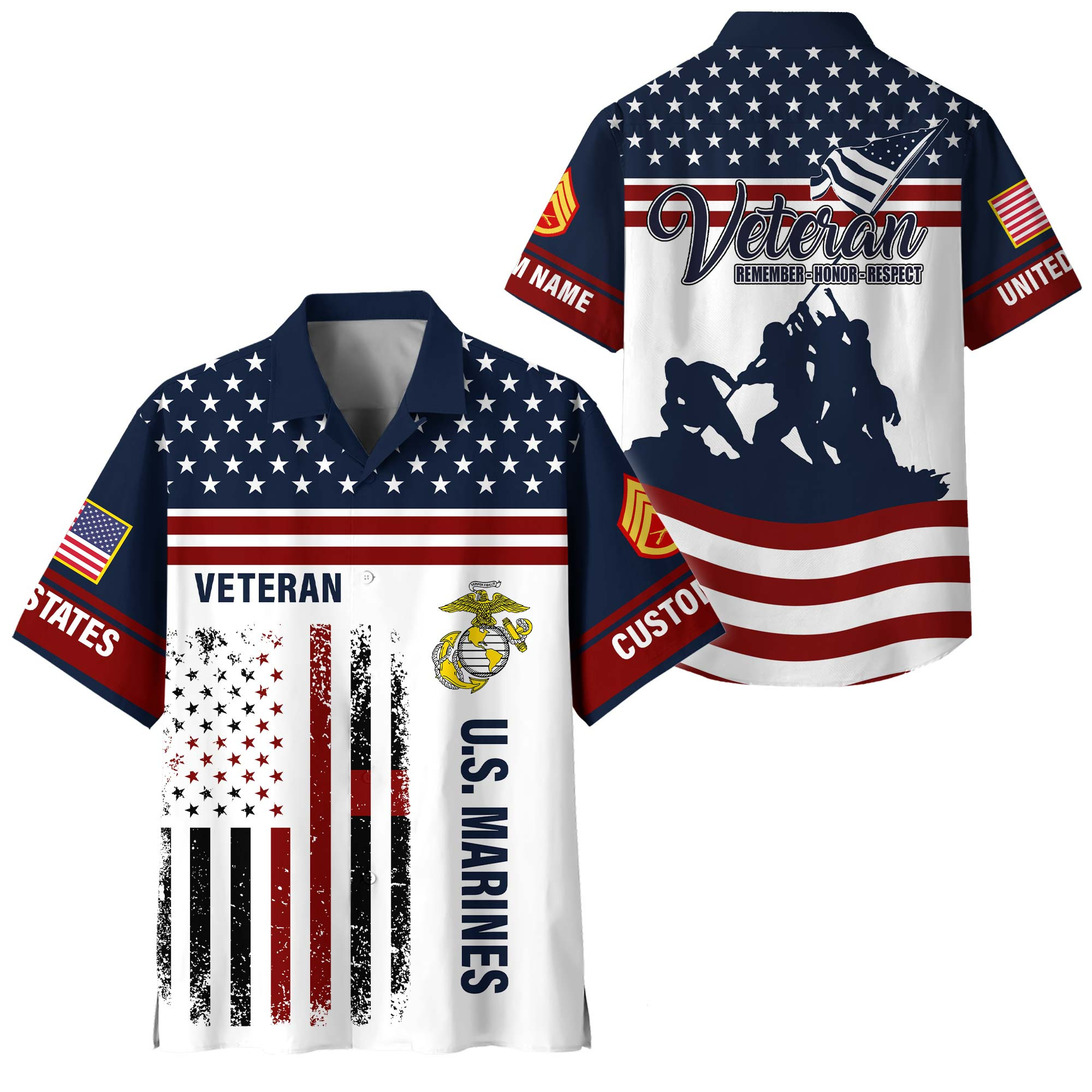 Premium Custom USMC Hawaiian Shirt VPVC408493, Gifts For Marine Veteran, Gifts For Veterans Day