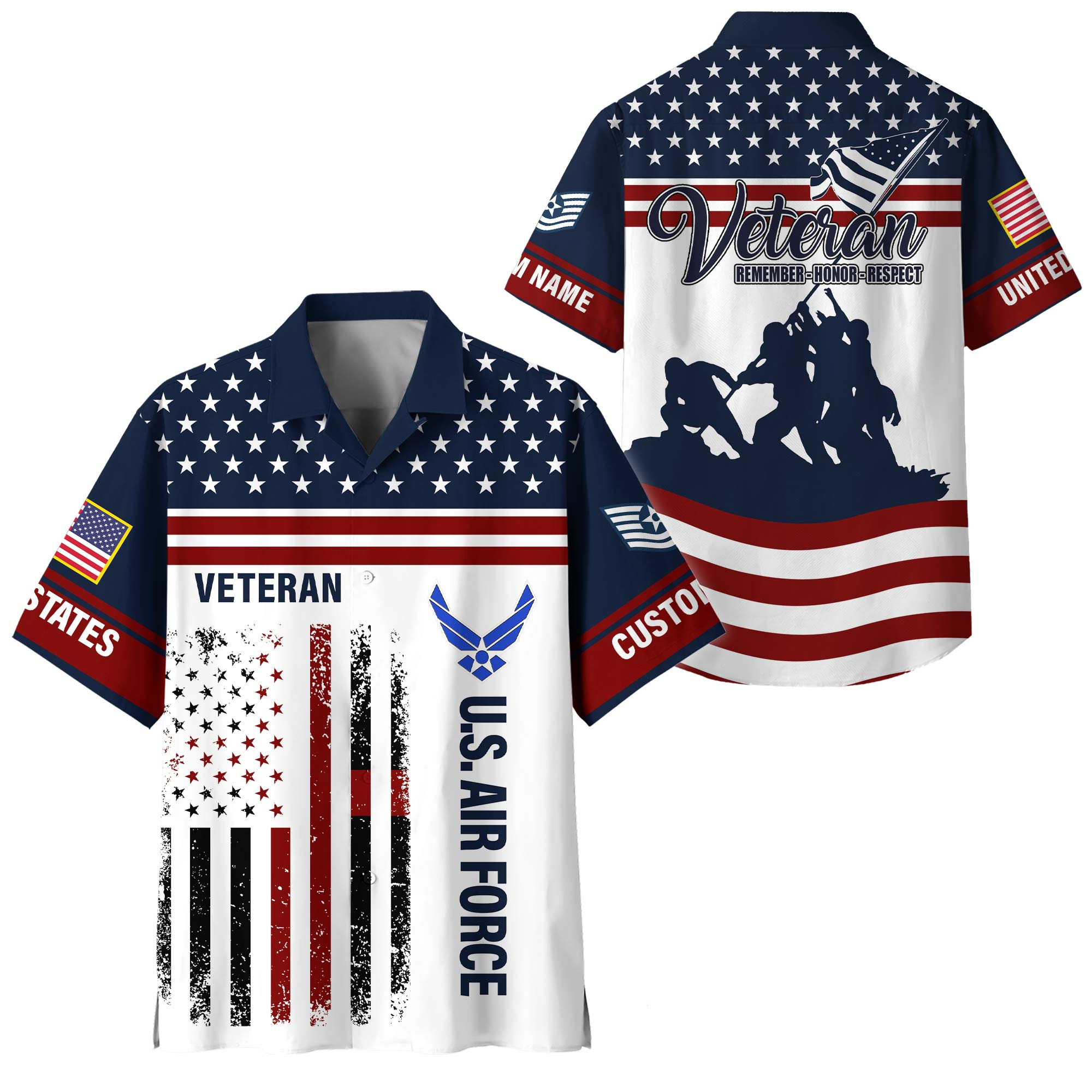 Premium Custom USAF Hawaiian Shirt VPVC408494, Gifts For Air Force Veteran, Gifts For Veterans Day