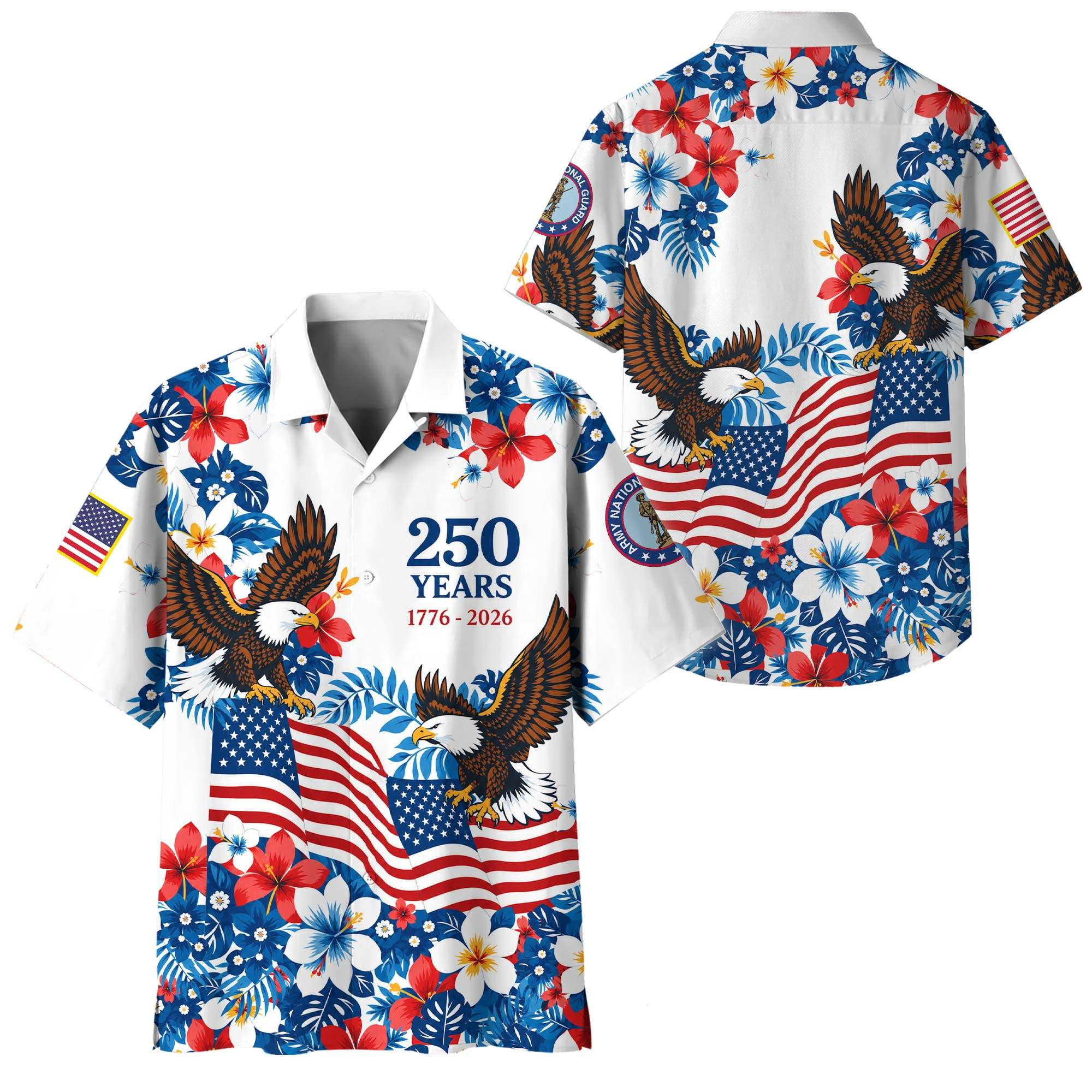 Premium America 250th Anniversary Army National Guard Veteran Hawaiian Shirt VPVC408568, Gifts For Army National Guard Veteran, Gifts For Veterans Day, Independence Day