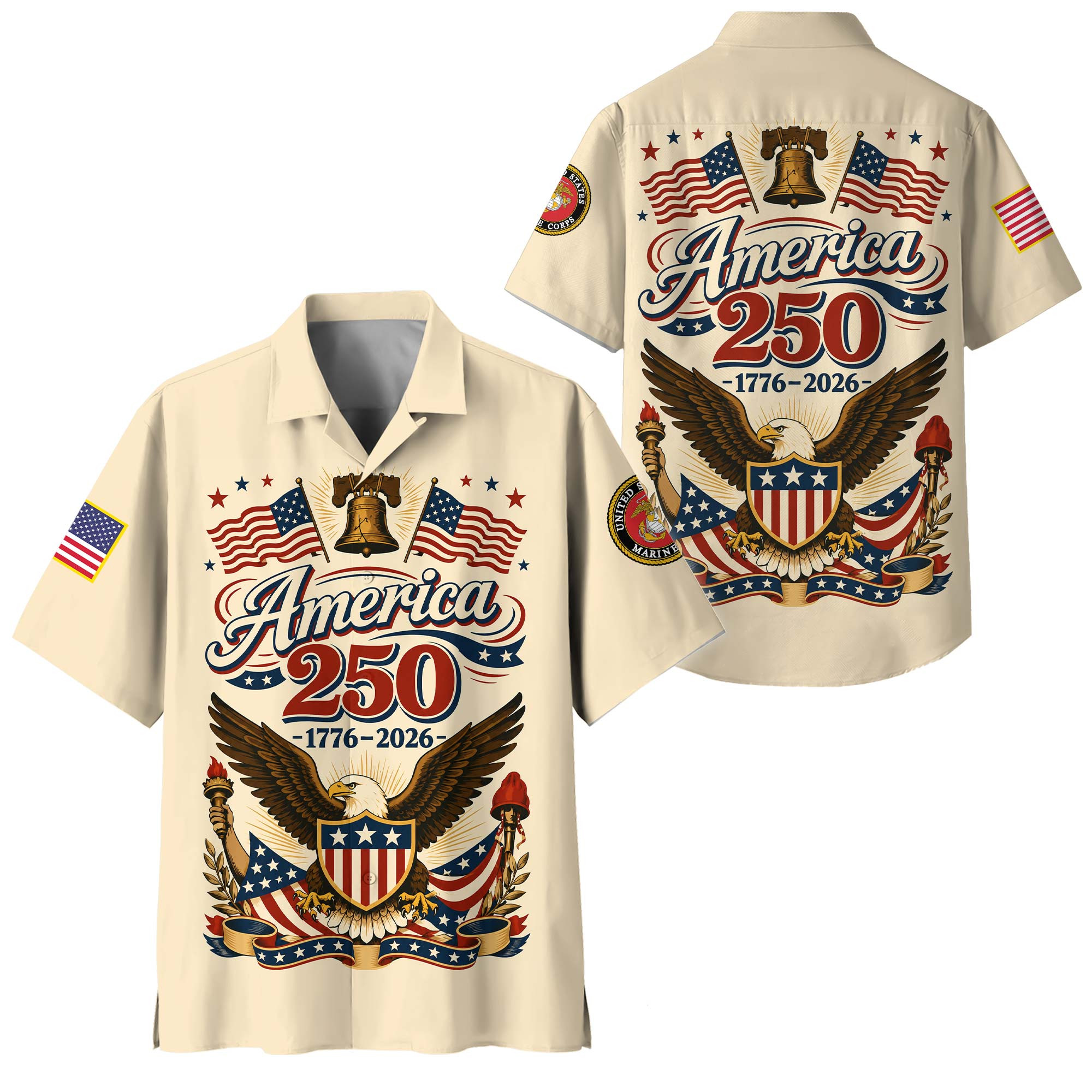 Premium America 250th Anniversary USMC Hawaiian Shirt VPVC408573, Gifts For Marine Veteran, Gifts For Veterans Day, Independence Day
