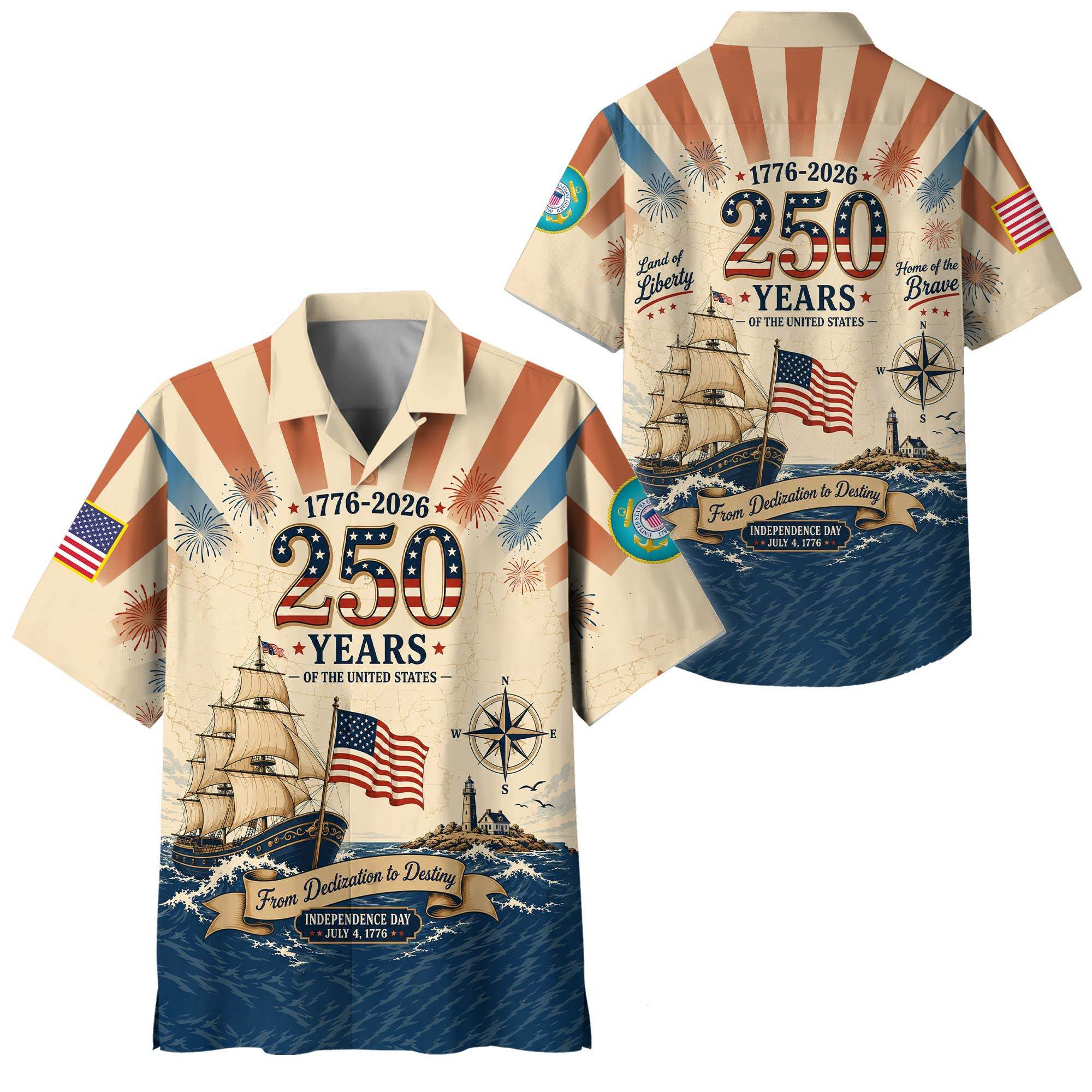 Premium America 250th Anniversary USCG Hawaiian Shirt VPVC408585, Gifts For Coast Guard Veteran, Gifts For Veterans Day, Independence Day