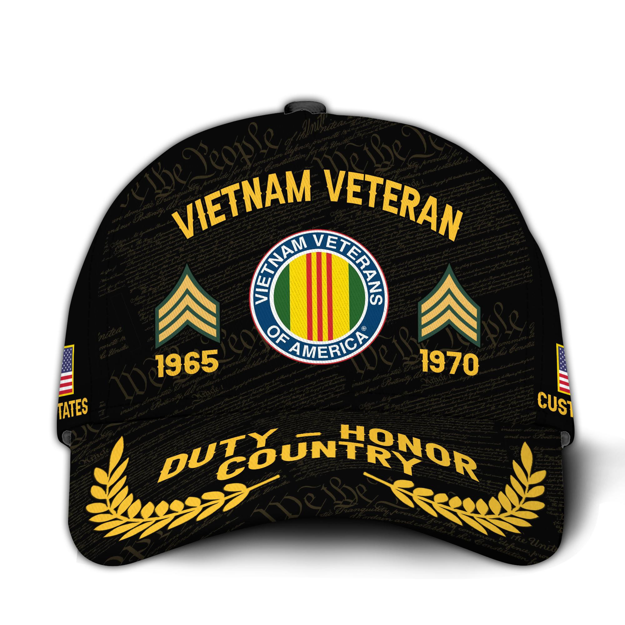 Premium Custom Vietnam Veteran Hat VPVC020676, Cap For Vietnam Veterans, Gifts For Veterans Day, Father’s Day