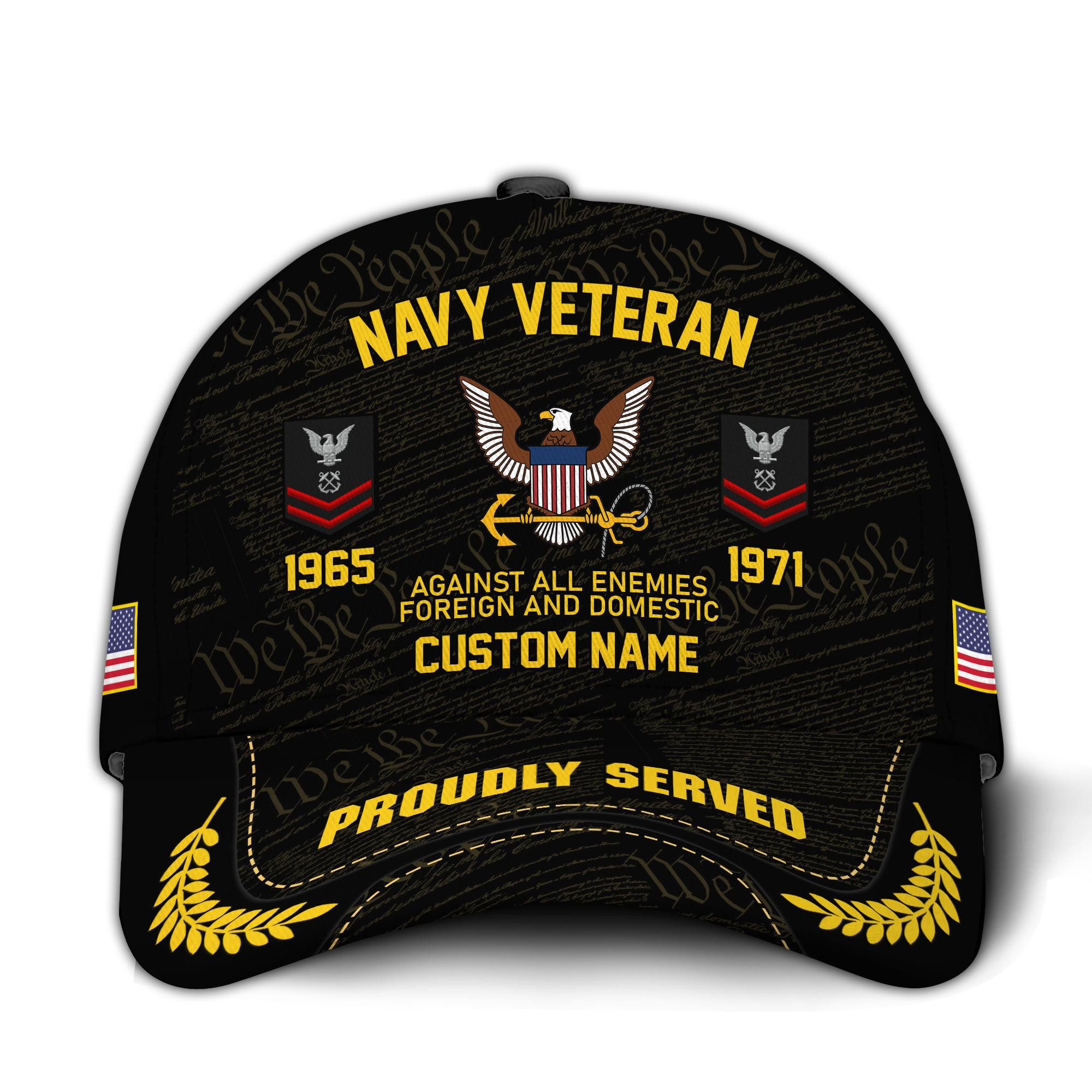 Premium Custom US Navy Veteran Hat VPVC020682, Cap For Navy Veterans, Gifts For Veterans Day, Father’s Day