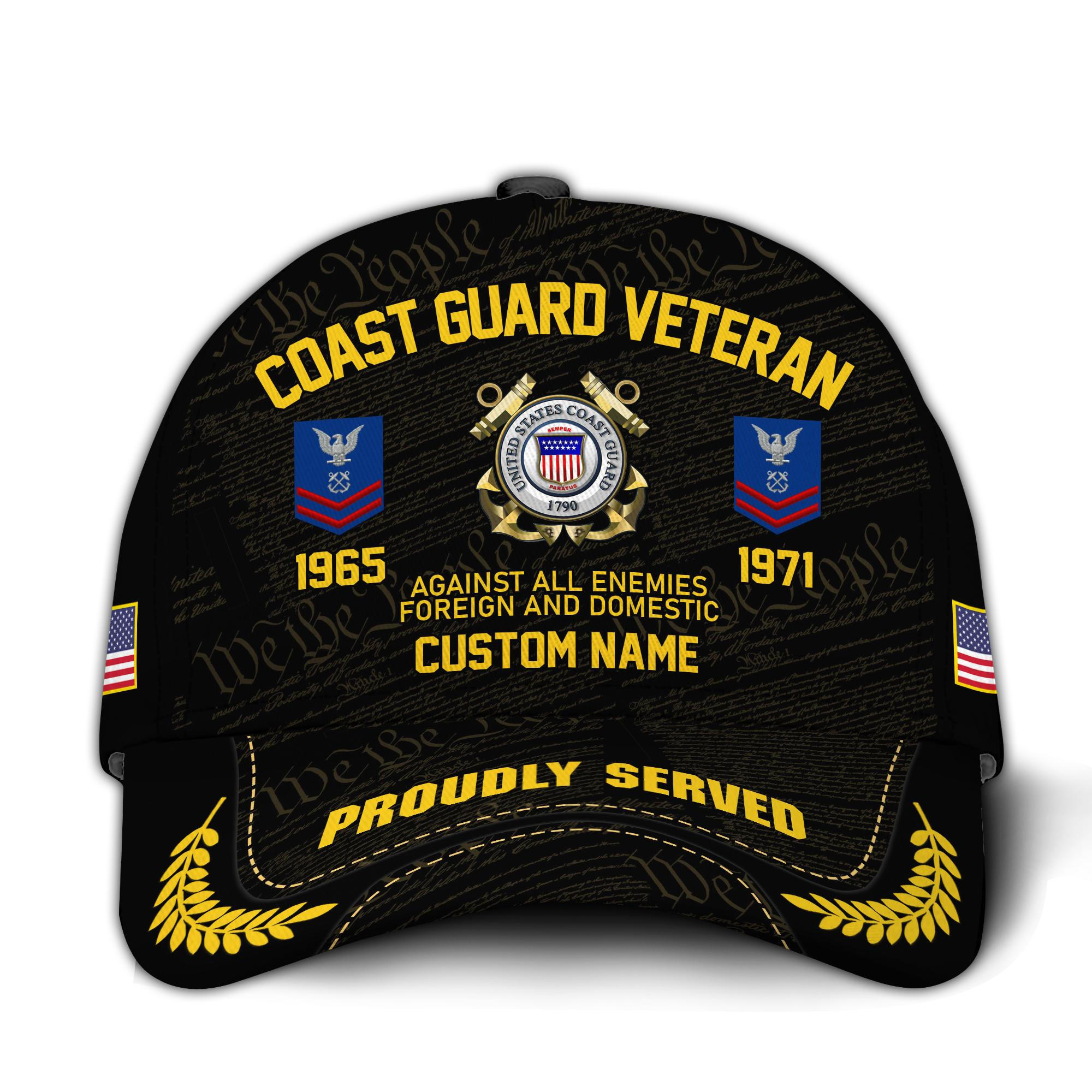 Premium Custom USCG Veteran Hat VPVC020685, Cap For Coast Guard Veterans, Gifts For Veterans Day, Father’s Day
