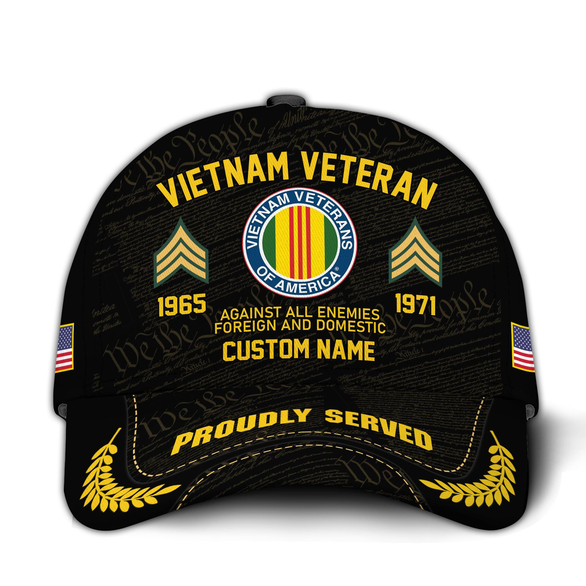 Premium Custom Vietnam Veteran Hat VPVC020686, Cap For Vietnam Veterans, Gifts For Veterans Day, Father’s Day