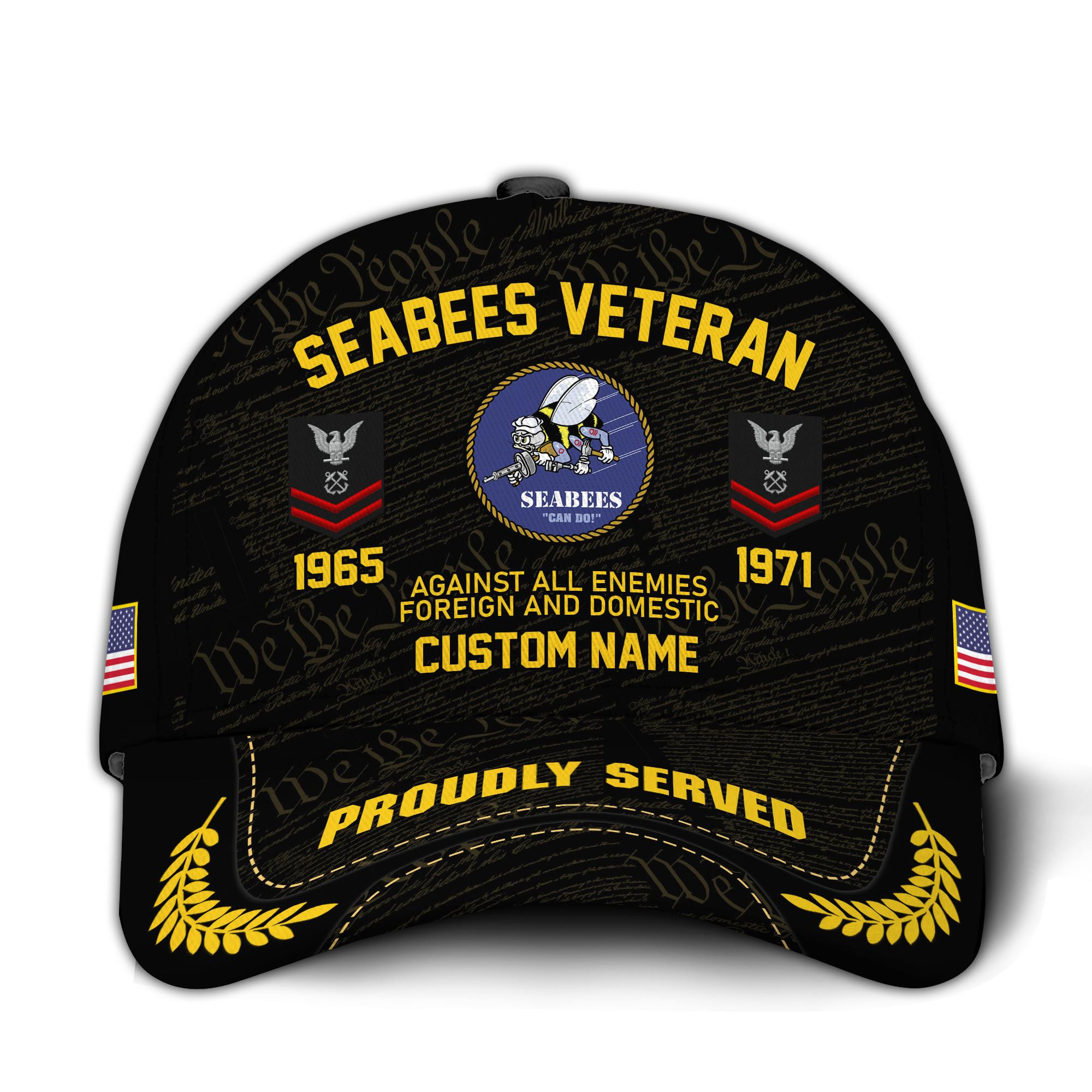 Premium Custom US Seabees Veteran Hat VPVC020689, Cap For Seabees Veteran, Gifts For Veterans Day, Father’s Day