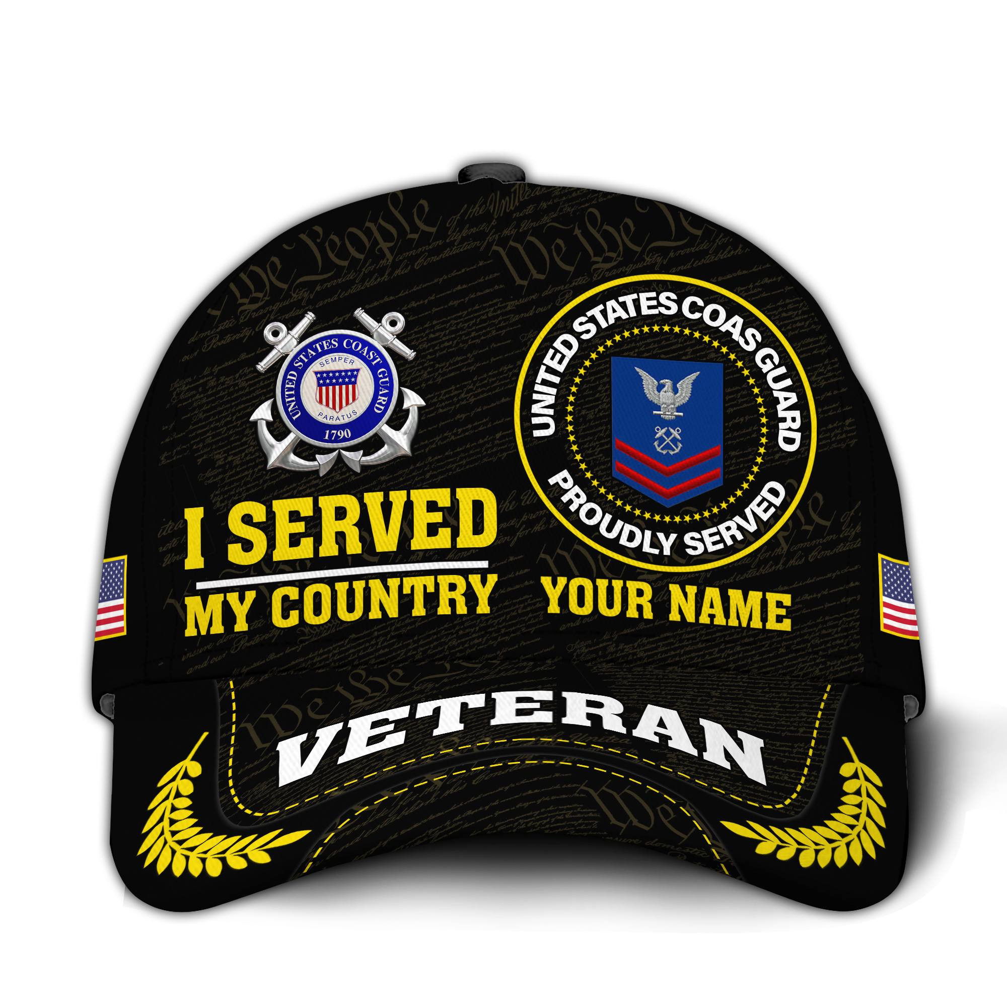 Premium Custom USCG Veteran Hat VPVC020705, Cap For Coast Guard Veterans, Gifts For Veterans Day, Father’s Day