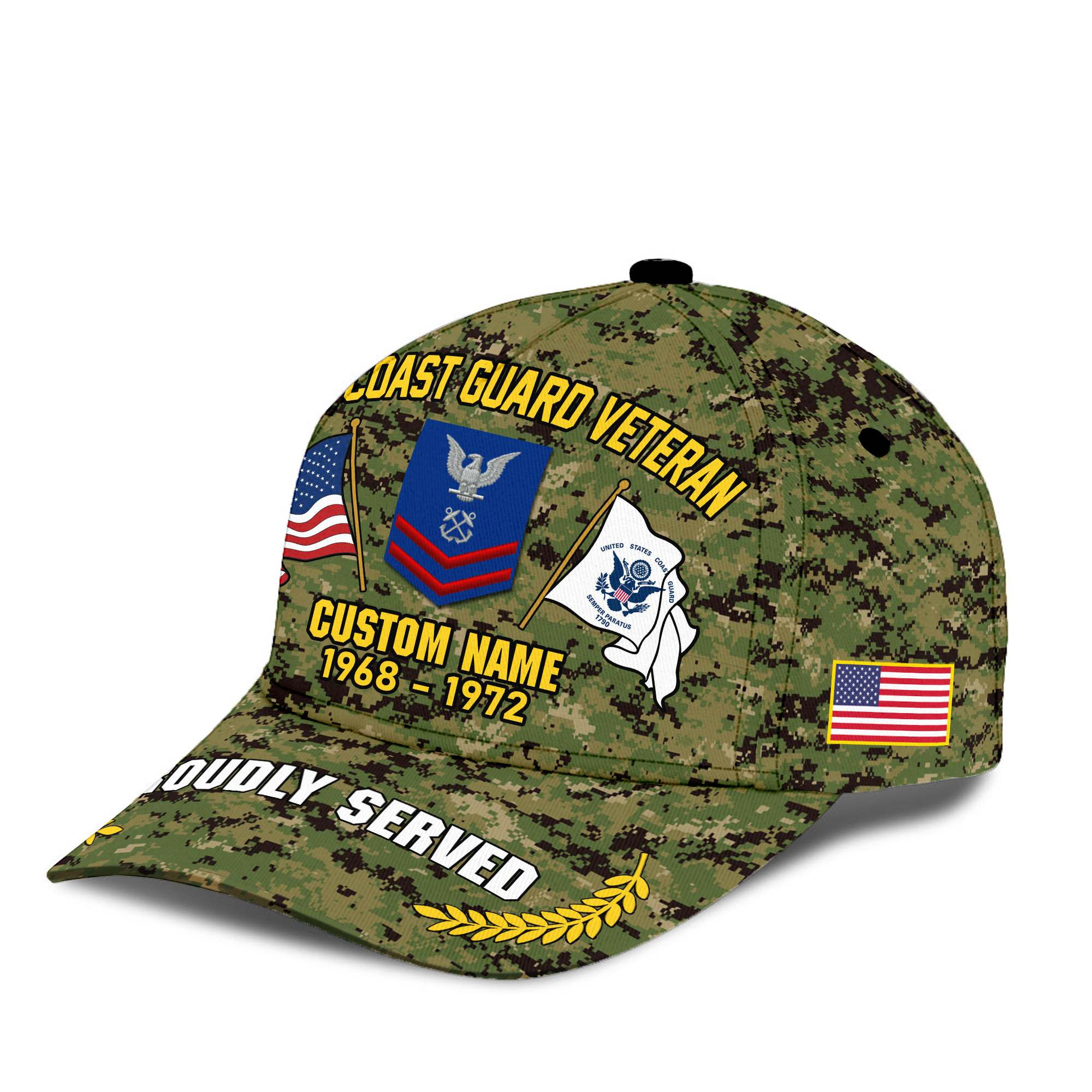 Premium Custom USCG Veteran Hat VPVC017001, Cap For Coast Guard Veterans, Gifts For Veterans Day, Father’s Day