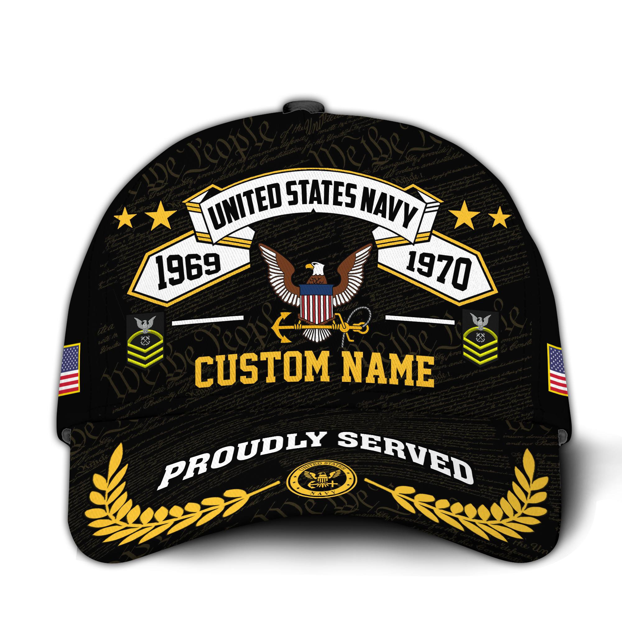 Premium Custom US Navy Veteran Hat VPVC020712, Cap For Navy Veterans, Gifts For Veterans Day, Father’s Day