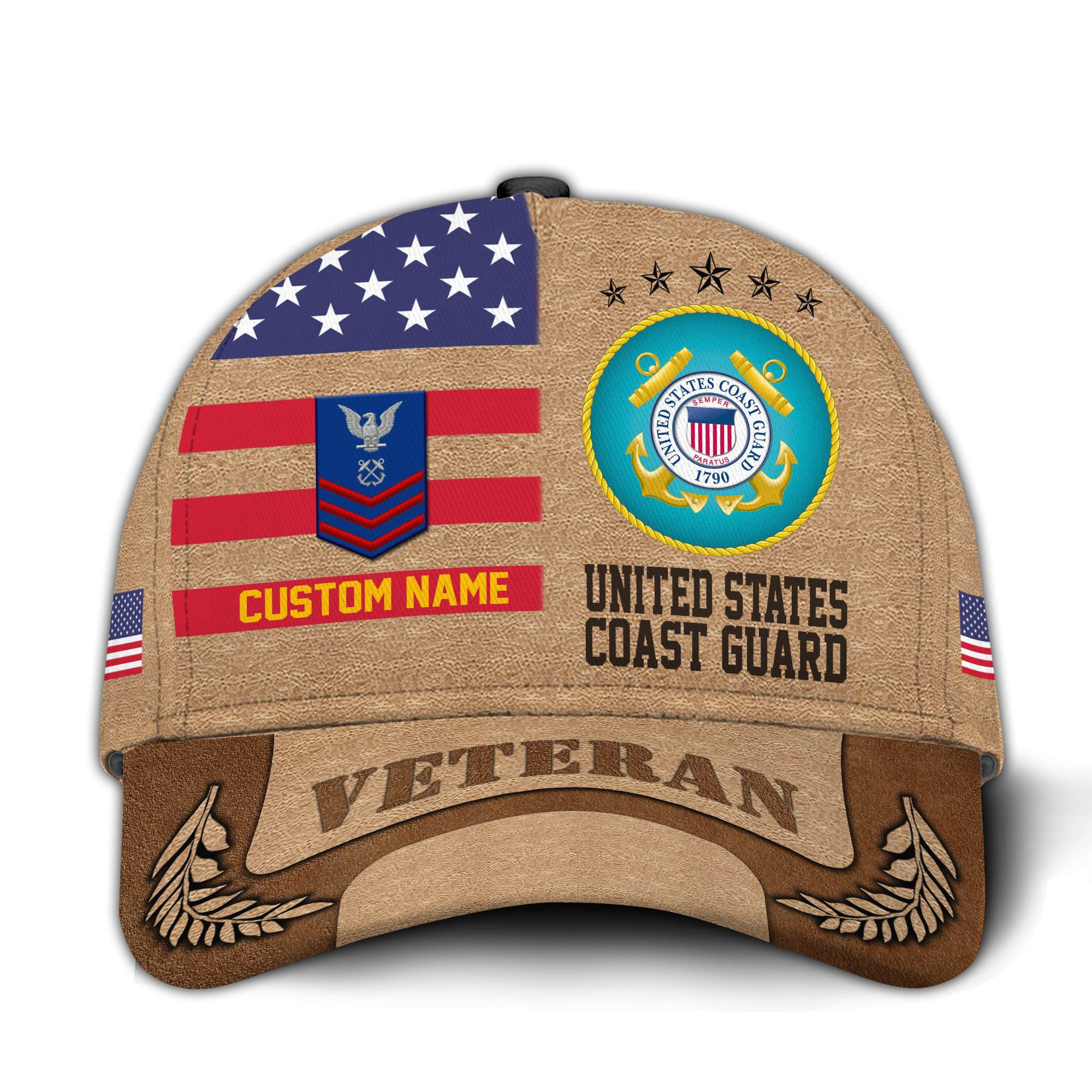 Premium Custom USCG Veteran Hat VPVC020815, Cap For Coast Guard Veterans, Gifts For Veterans Day, Father’s Day