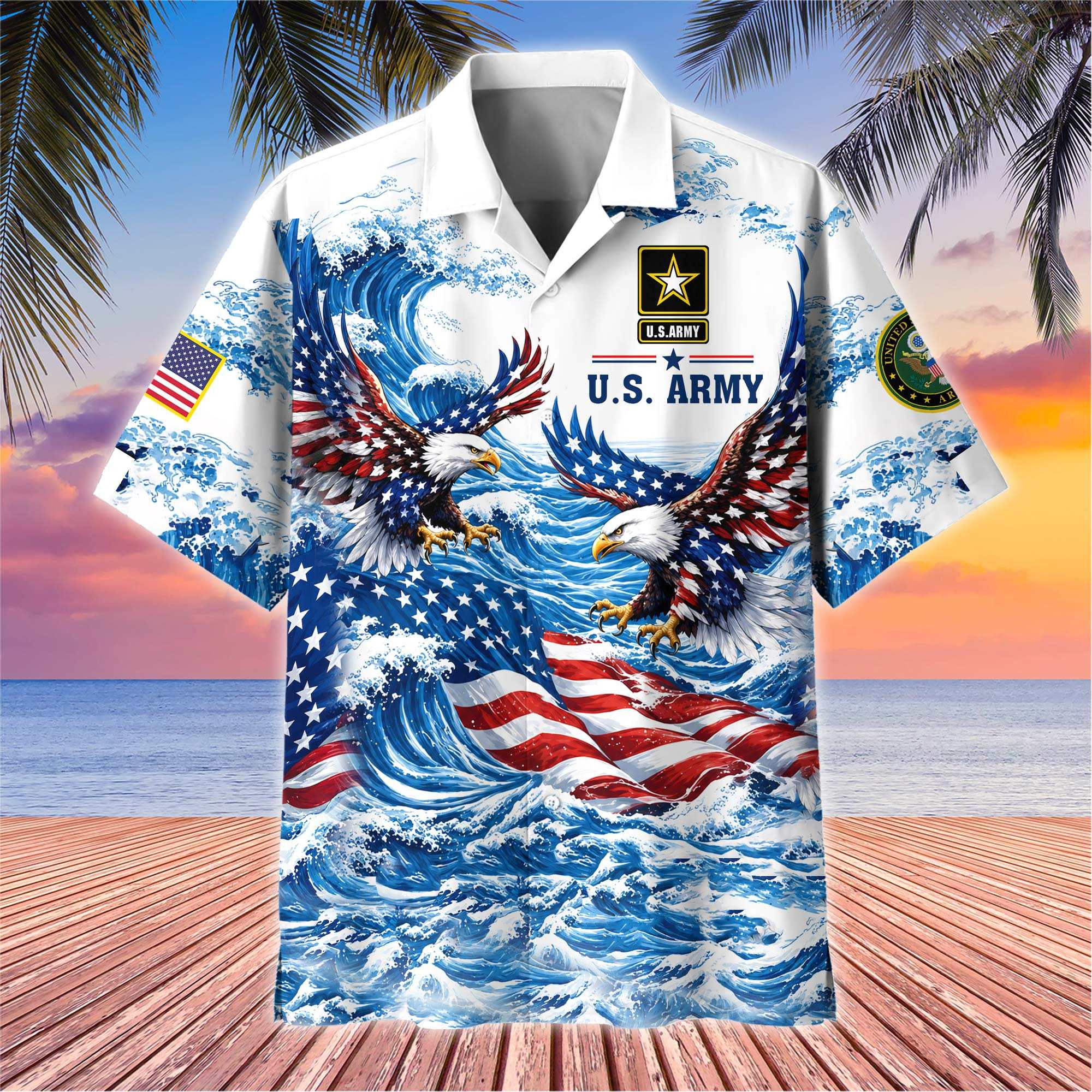 Premium US Veterans Hawaiian Shirt BTTN060721, Gifts For US Veterans, Gifts For Father’s Day, Veterans Day