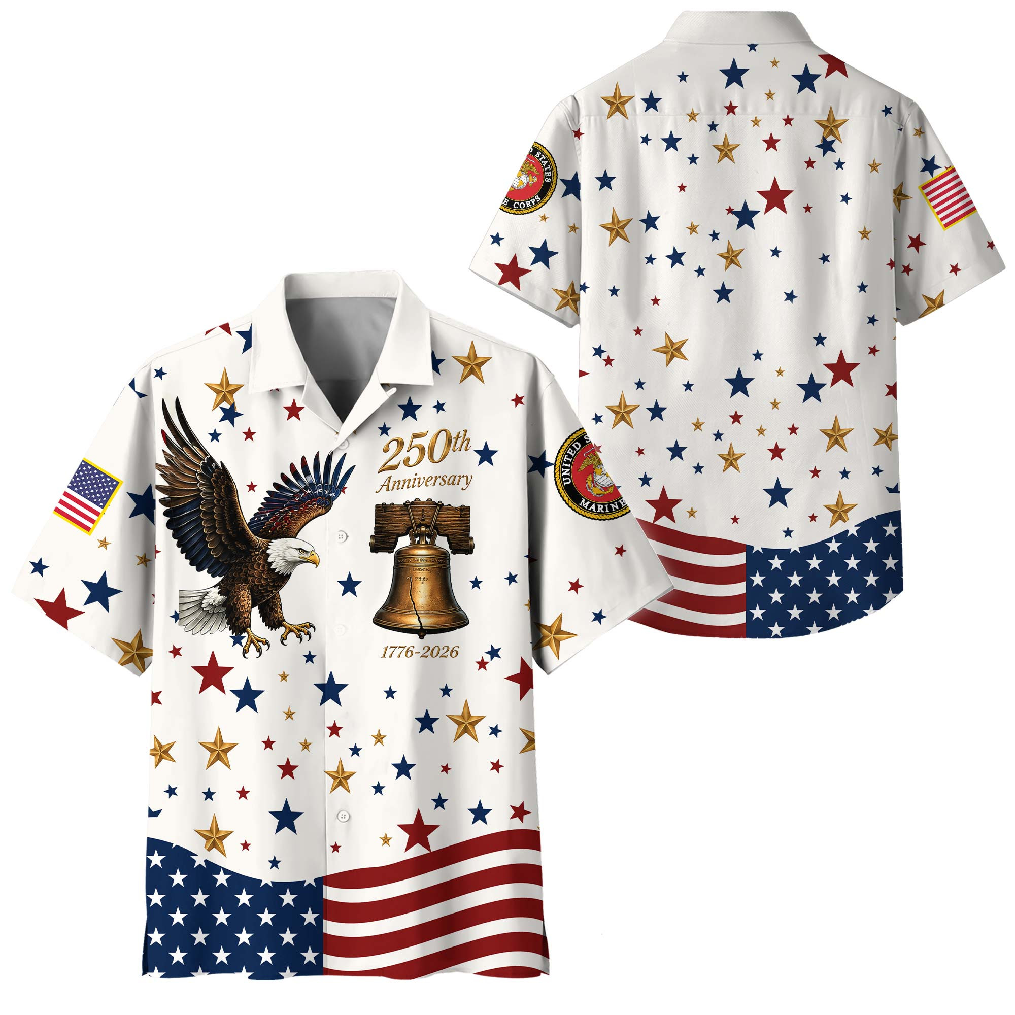 Premium America 250th Anniversary USMC Hawaiian Shirt VPVC408613, Gifts For Marine Veteran, Gifts For Veterans Day, Independence Day