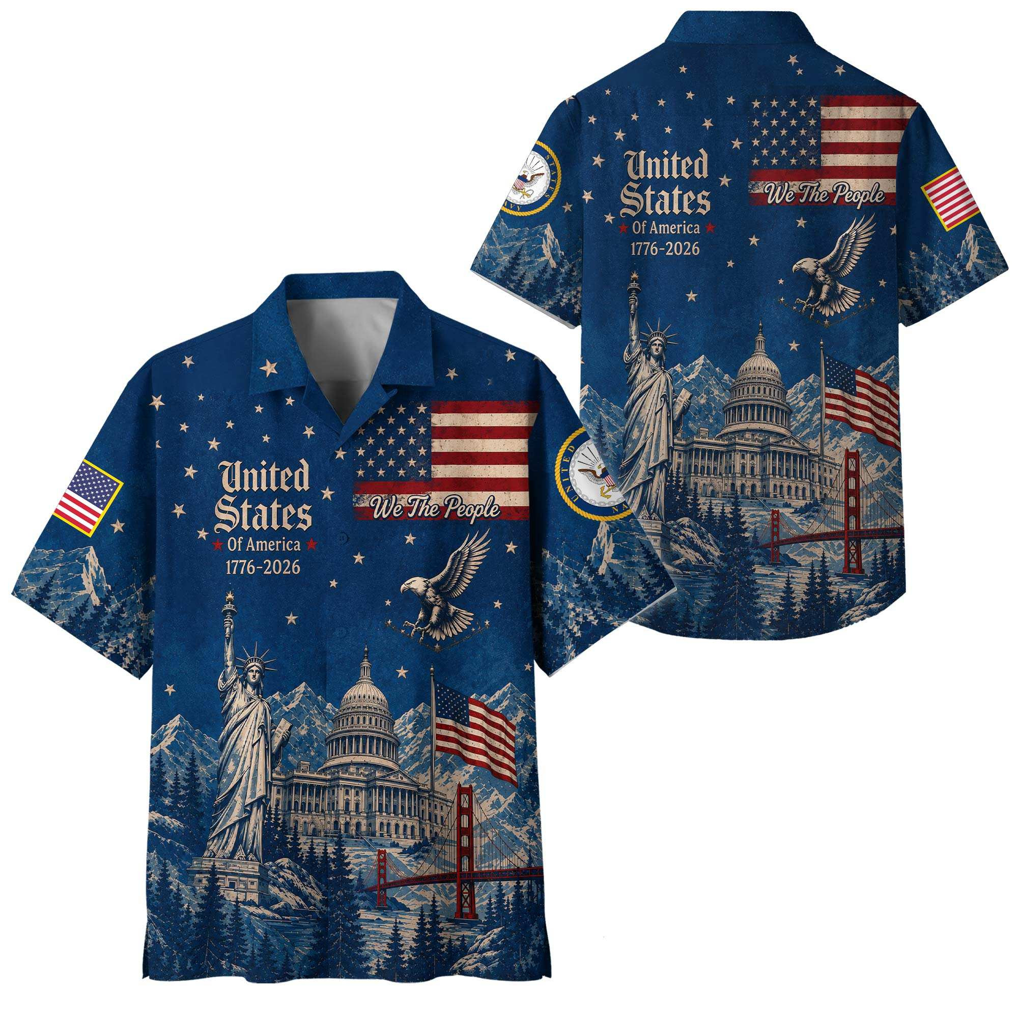 Premium America 250th Anniversary US Navy Hawaiian Shirt VPVC408632, Gifts For Navy Veteran, Gifts For Veterans Day, Independence Day