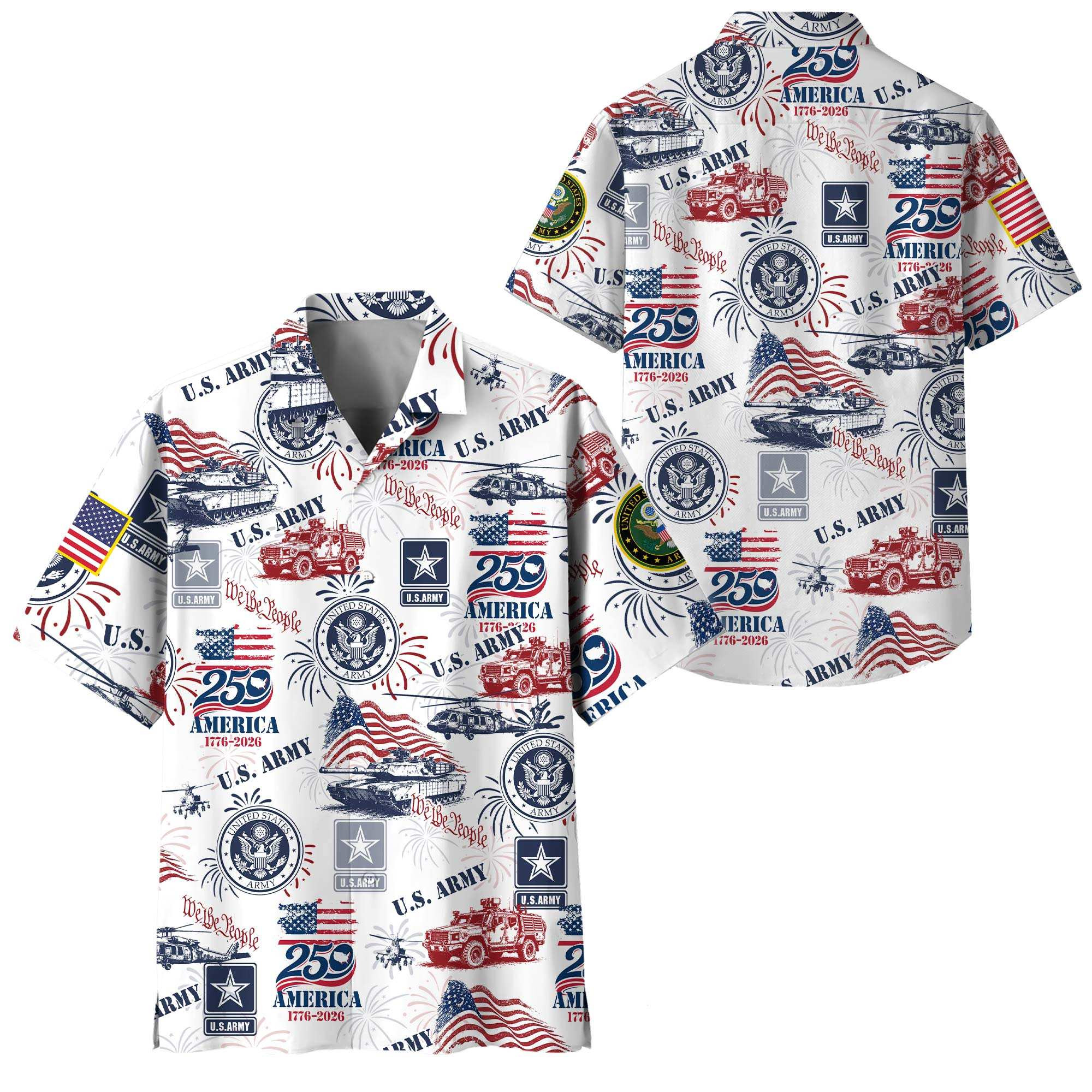 Premium America 250th Anniversary US Army Hawaiian Shirt VPVC408641, Gifts For Army Veteran, Gifts For Veterans Day, Independence Day