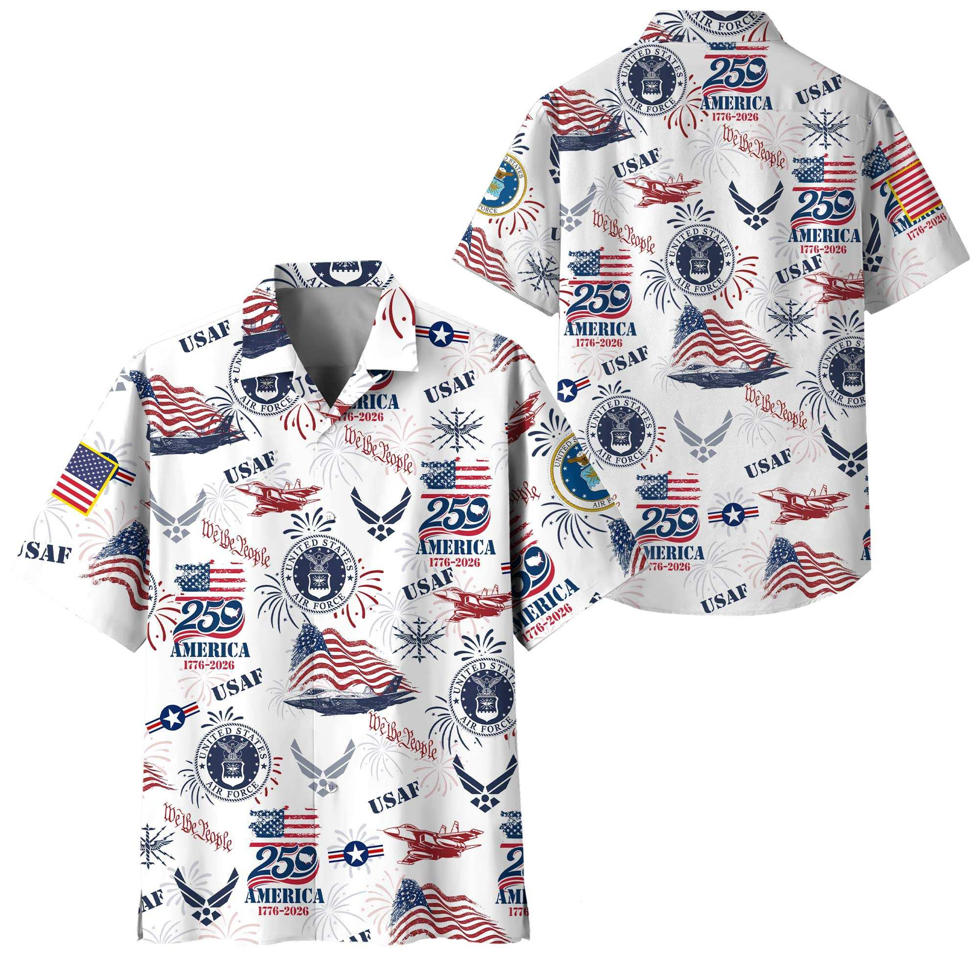 Premium America 250th Anniversary USAF Hawaiian Shirt VPVC408644, Gifts For Air Force Veteran, Gifts For Veterans Day, Independence Day
