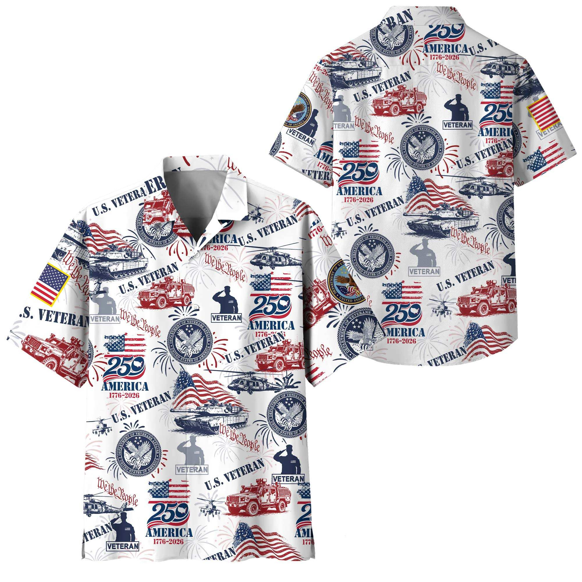 Premium America 250th Anniversary US Veteran Hawaiian Shirt VPVC408647, Gifts For US Veteran, Gifts For Veterans Day, Independence Day