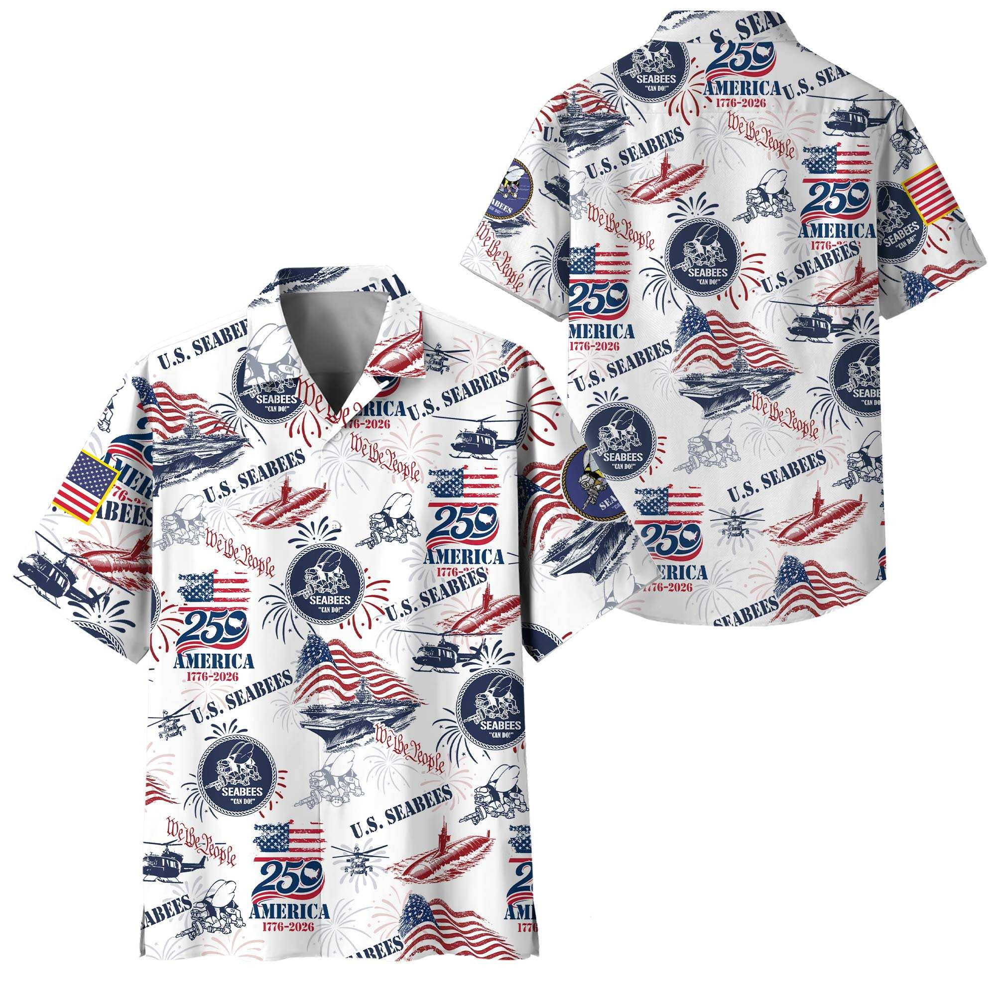 Premium America 250th Anniversary US Seabees Veteran Hawaiian Shirt VPVC408649, Gifts For Seabees Veteran, Gifts For Veterans Day, Independence Day
