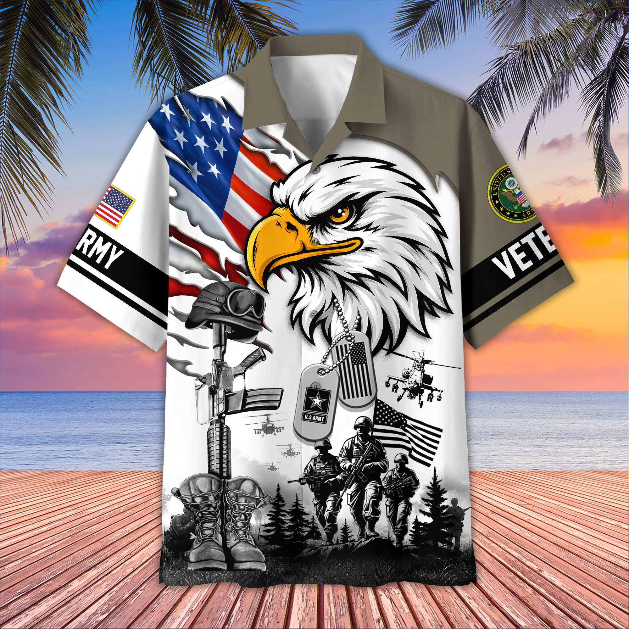 Premium US Veterans Hawaiian Shirt CPHN170611, Gifts For US Veterans, Gifts For Father’s Day, Veterans Day