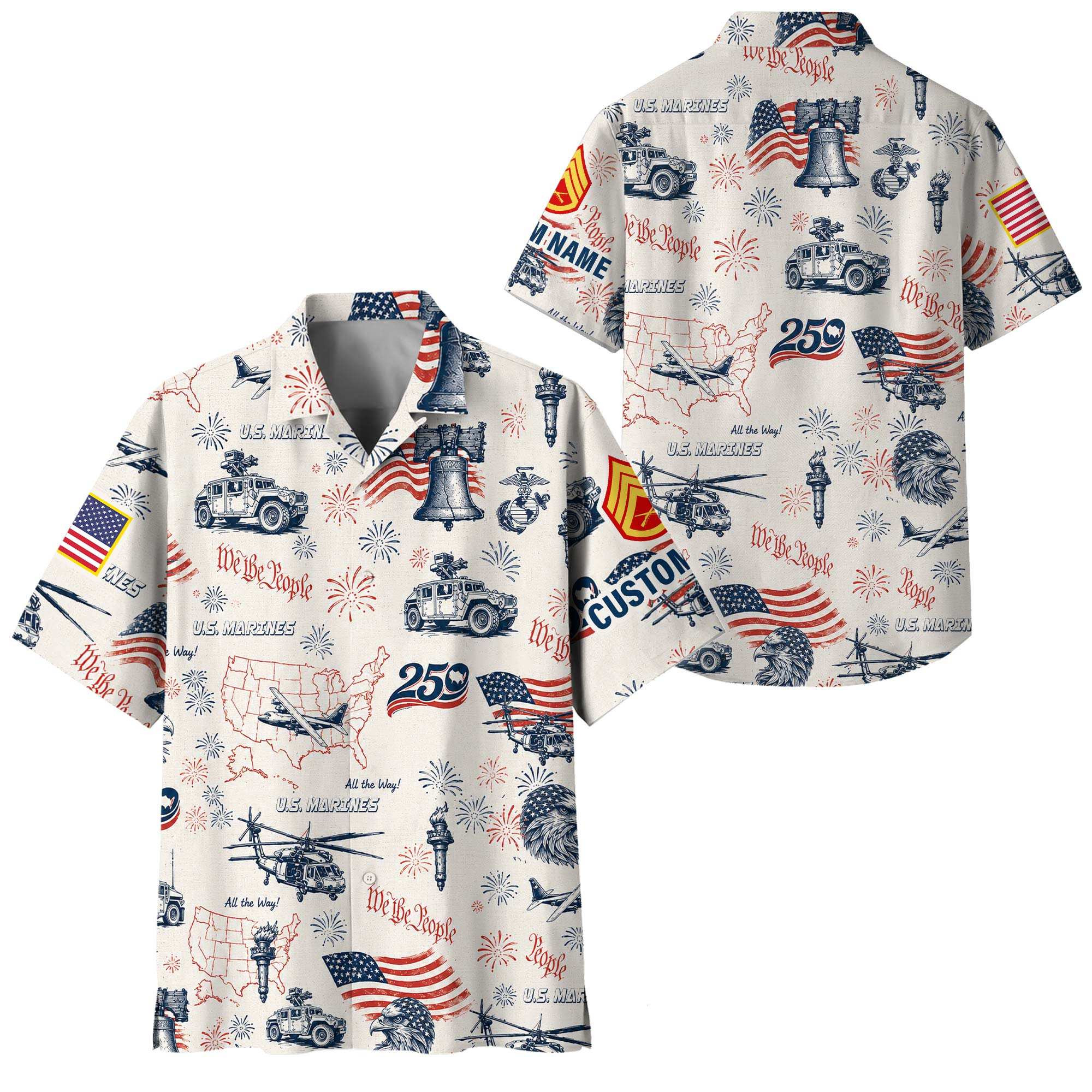 Premium Custom USMC Hawaiian Shirt VPVC408663, Gifts For Marine Veteran, Gifts For Veterans Day