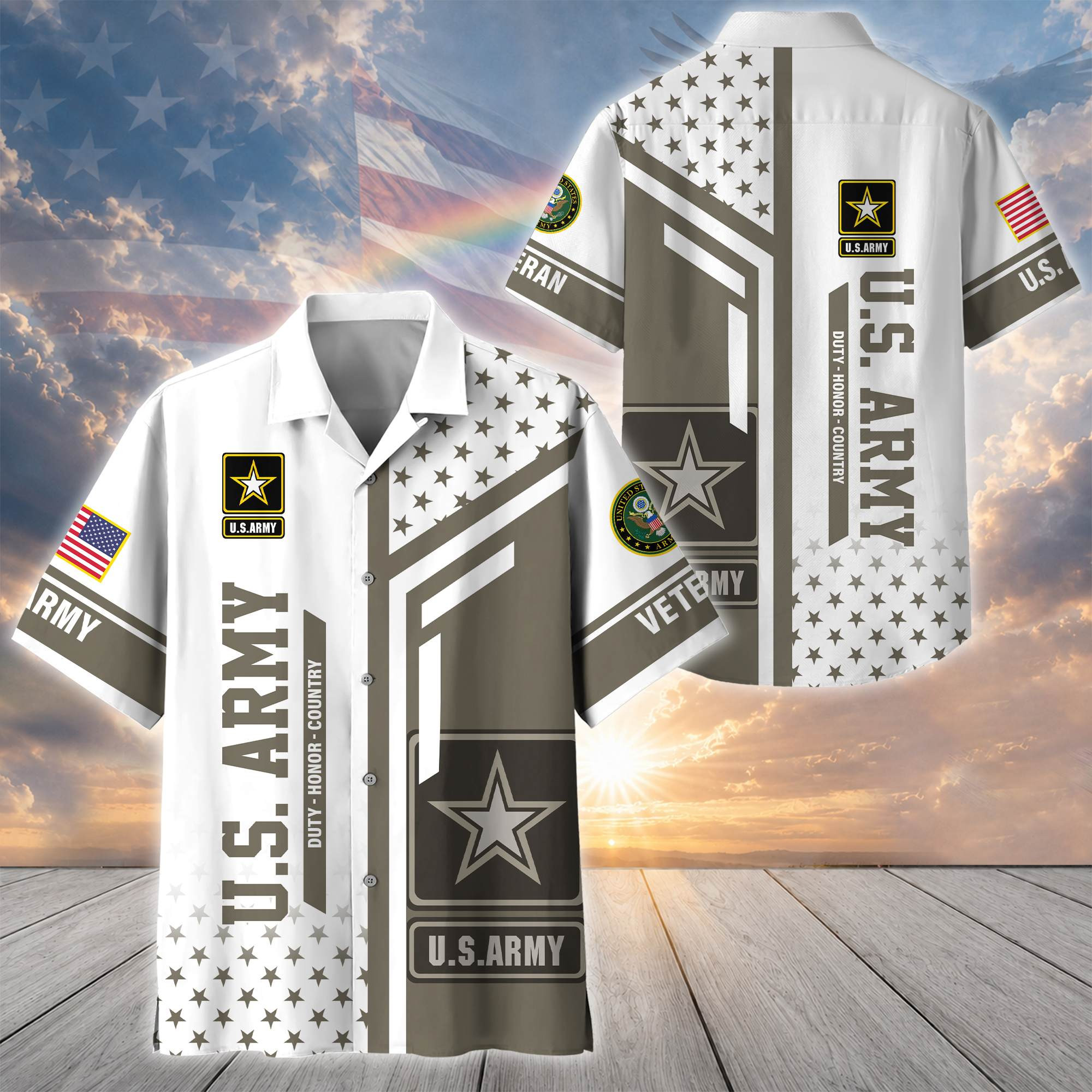 Premium US Veterans Hawaiian Shirt BTTN290722, Gifts For US Veterans, Gifts For Father’s Day, Veterans Day