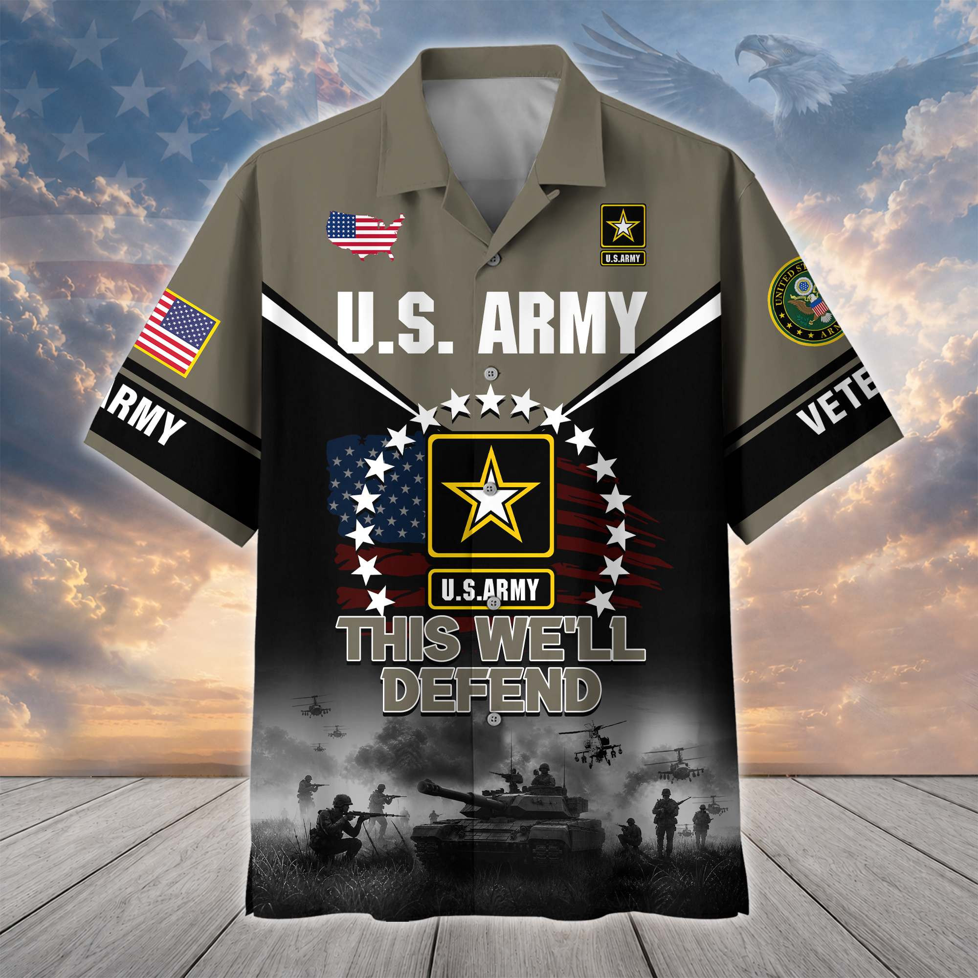 Premium US Veterans Hawaiian Shirt BTTN300721, Gifts For US Veterans, Gifts For Father’s Day, Veterans Day