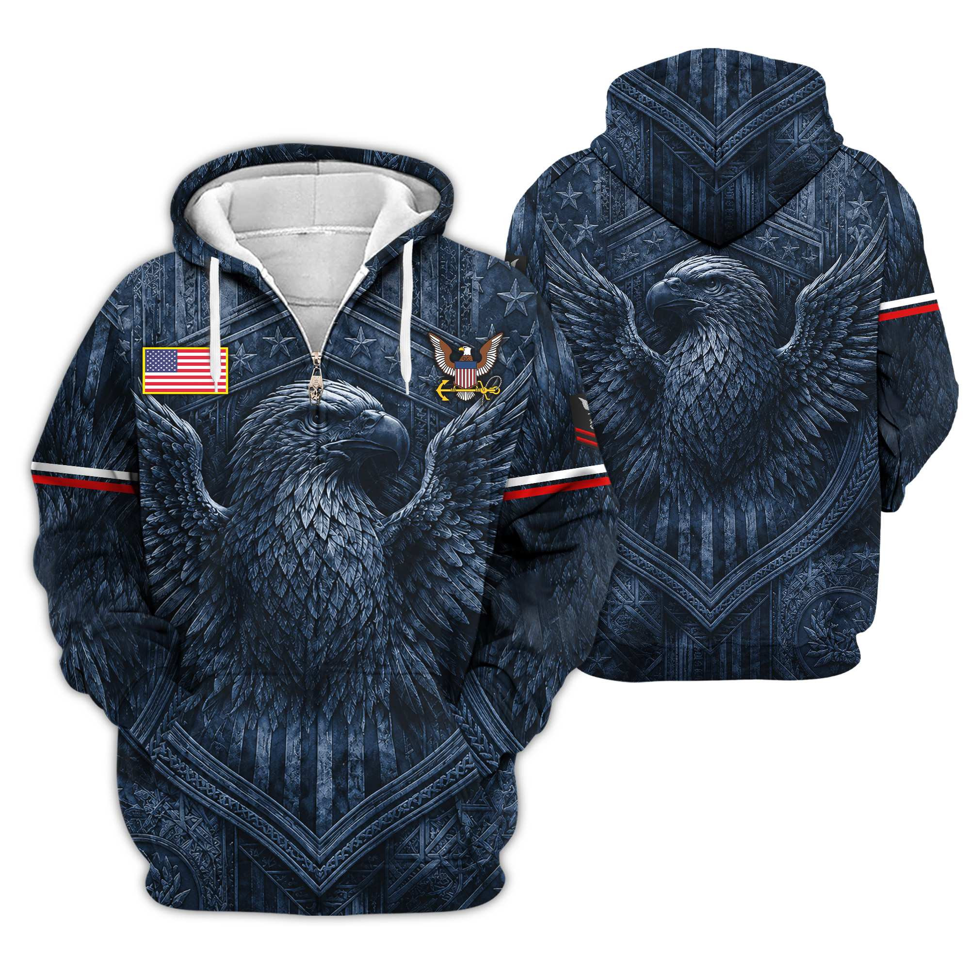 Premium Custom US Navy Zip Up Hoodie VPVC609022, Gifts For Navy Veteran, Gifts For Veterans Day