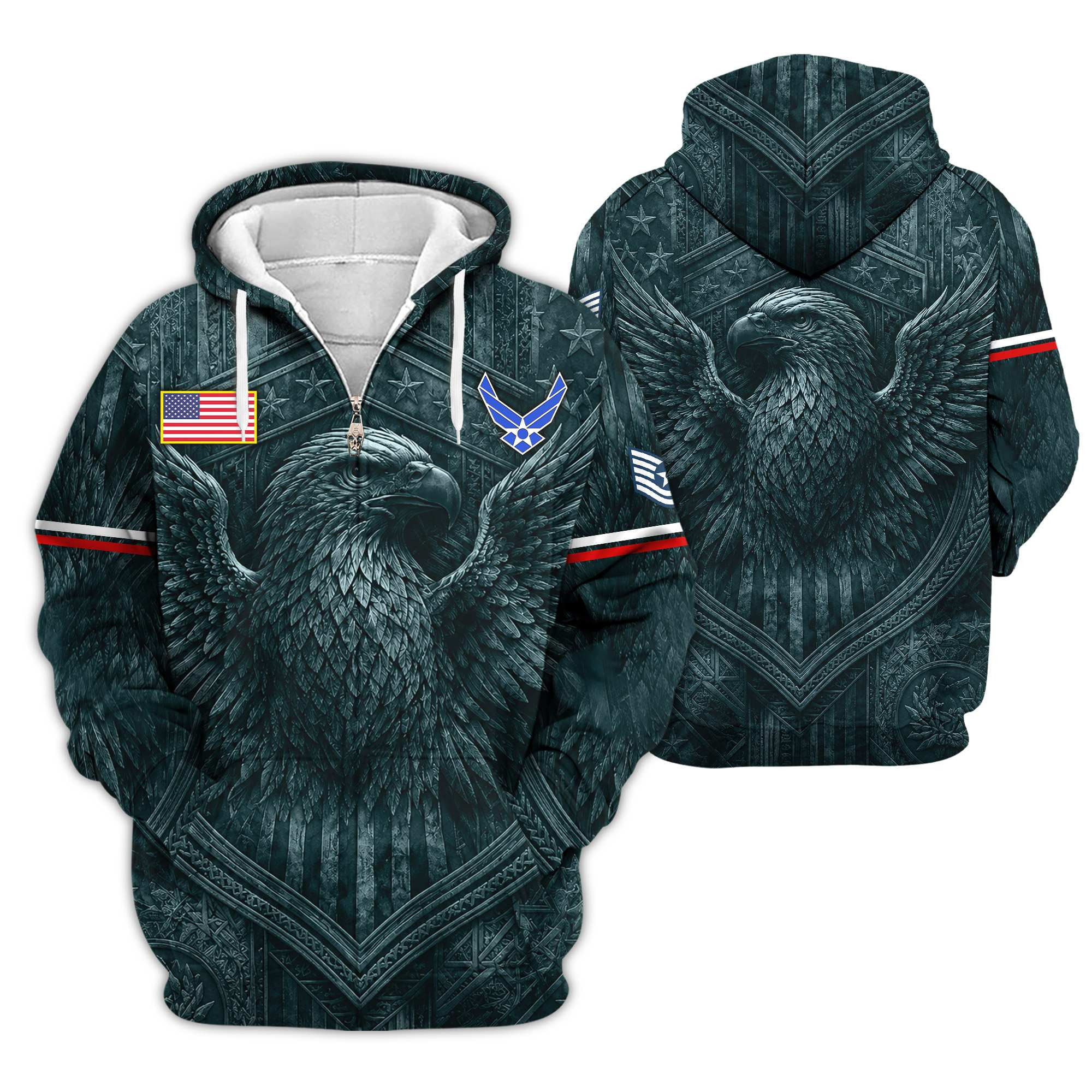 Premium Custom USAF Zip Up Hoodie VPVC609024, Gifts For Air Force Veteran, Gifts For Veterans Day