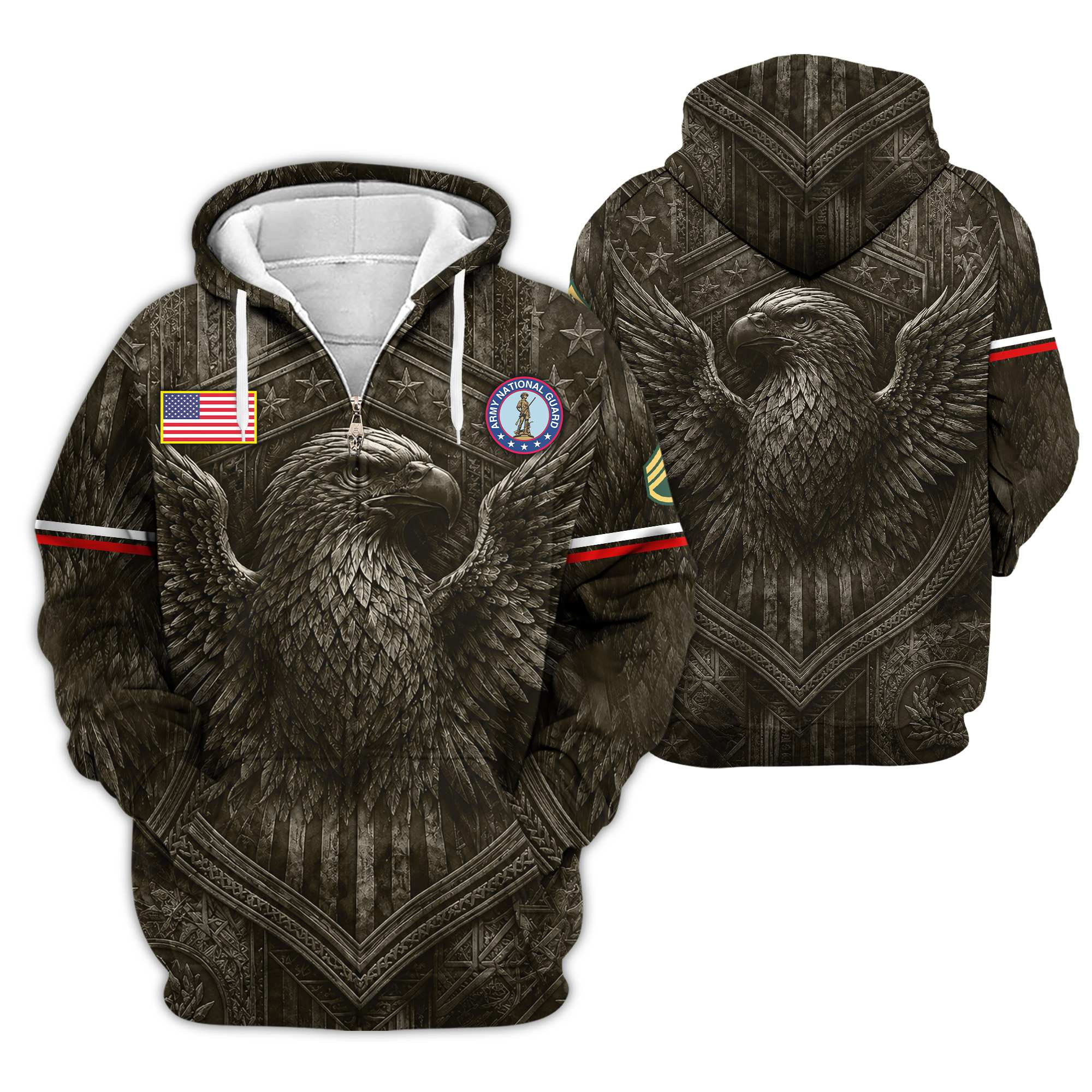 Premium Custom Army National Guard Zip Up Hoodie VPVC609028, Gifts For Army National Guard Veteran, Gifts For Veterans Day