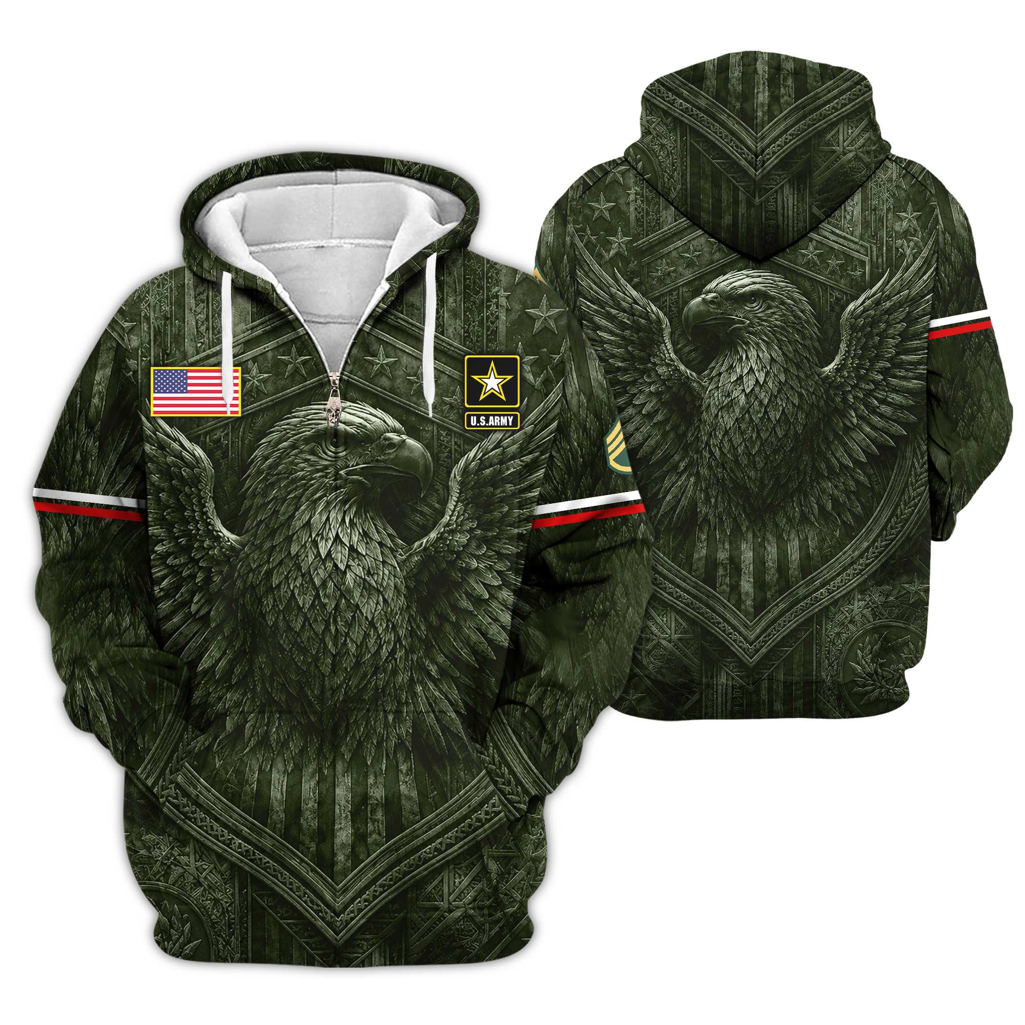 Premium Custom US Army Zip Up Hoodie VPVC610001, Gifts For Army Veteran, Gifts For Veterans Day