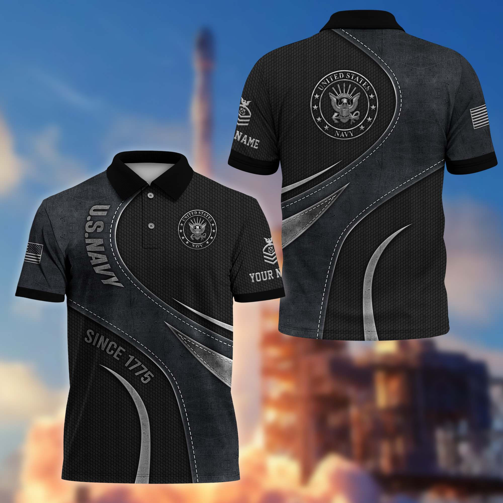 Premium Custom US Navy Polo Shirt, Gift for Navy Veteran VPVC201302