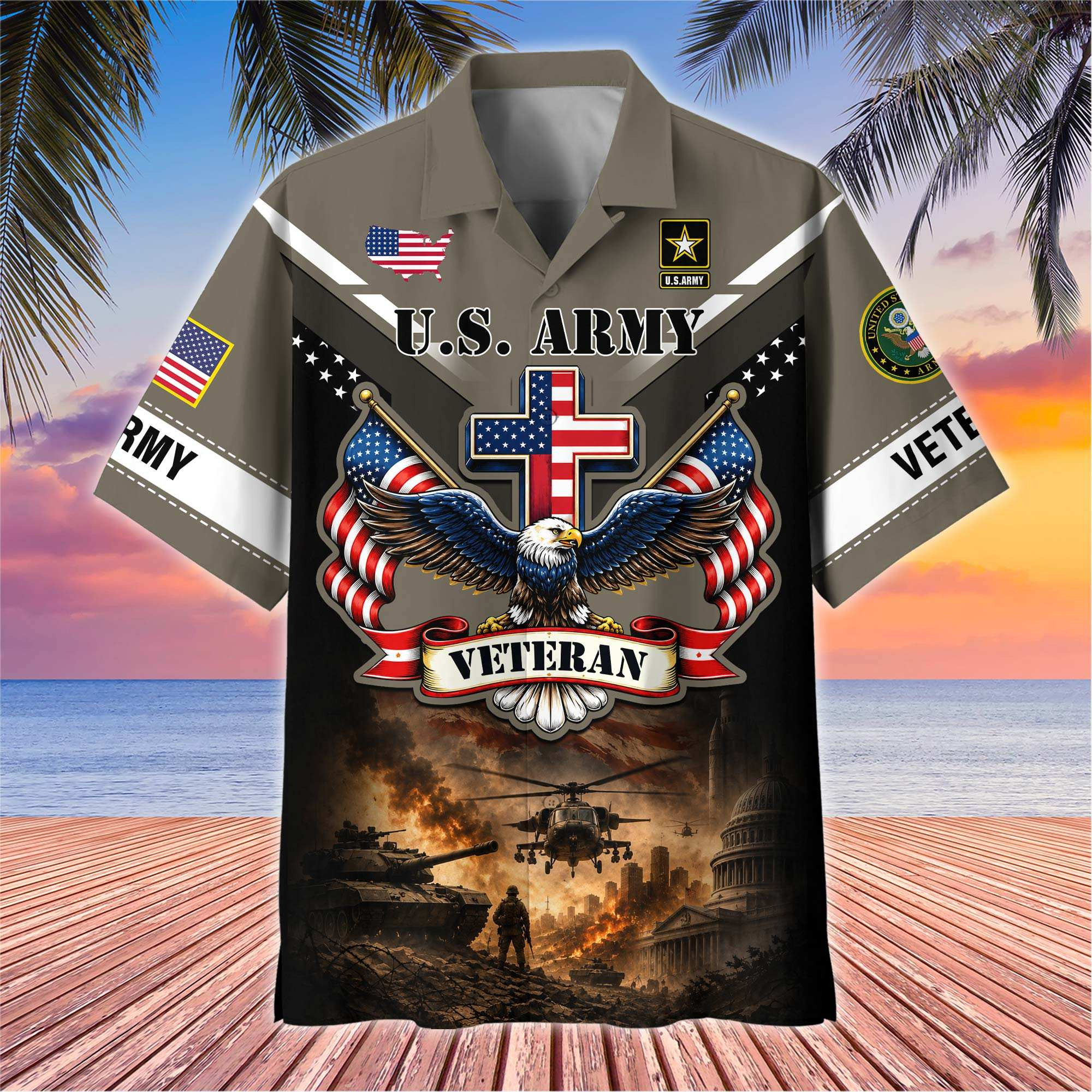 Premium US Veterans Hawaiian Shirt BTTN140722, Gifts For US Veterans, Gifts For Father’s Day, Veterans Day
