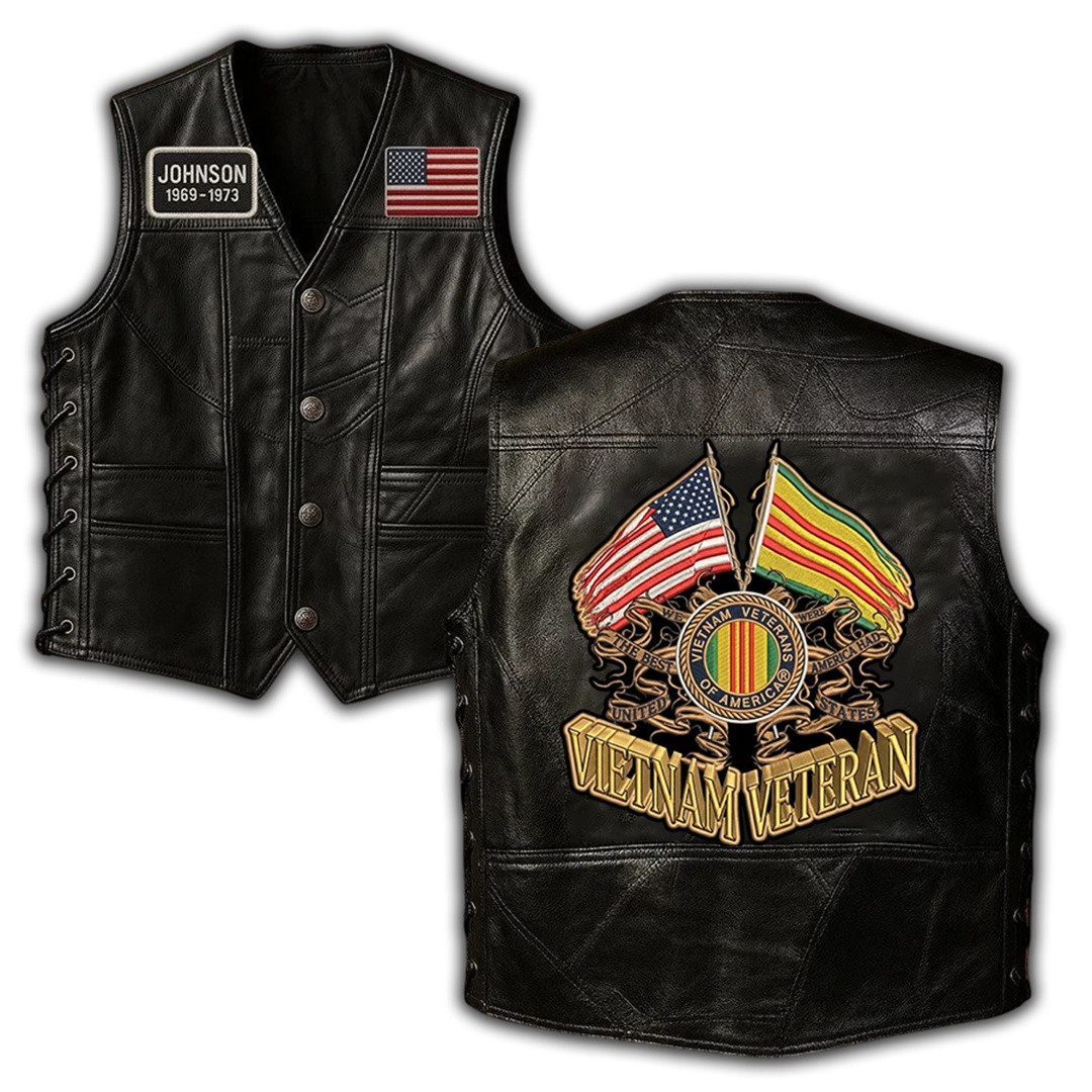 Premium Custom Vietnam Veteran Leather Motor Vest VPVC702386, Gifts For Vietnam Veteran, Gifts For Father’s Day, Veterans Day