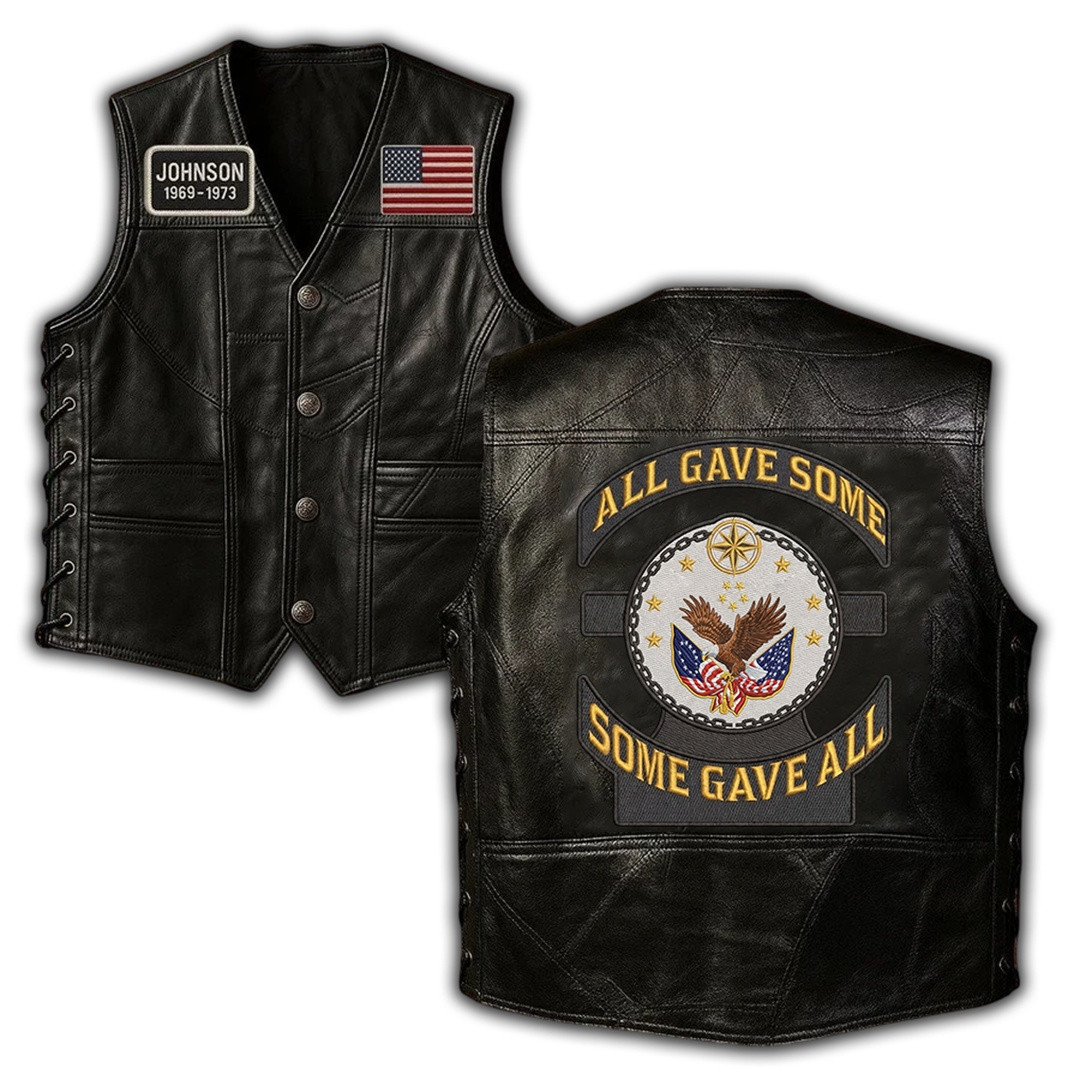 Premium Custom US Veteran Leather Motor Vest VPVC702397, Gifts For US Veteran, Gifts For Father’s Day, Veterans Day
